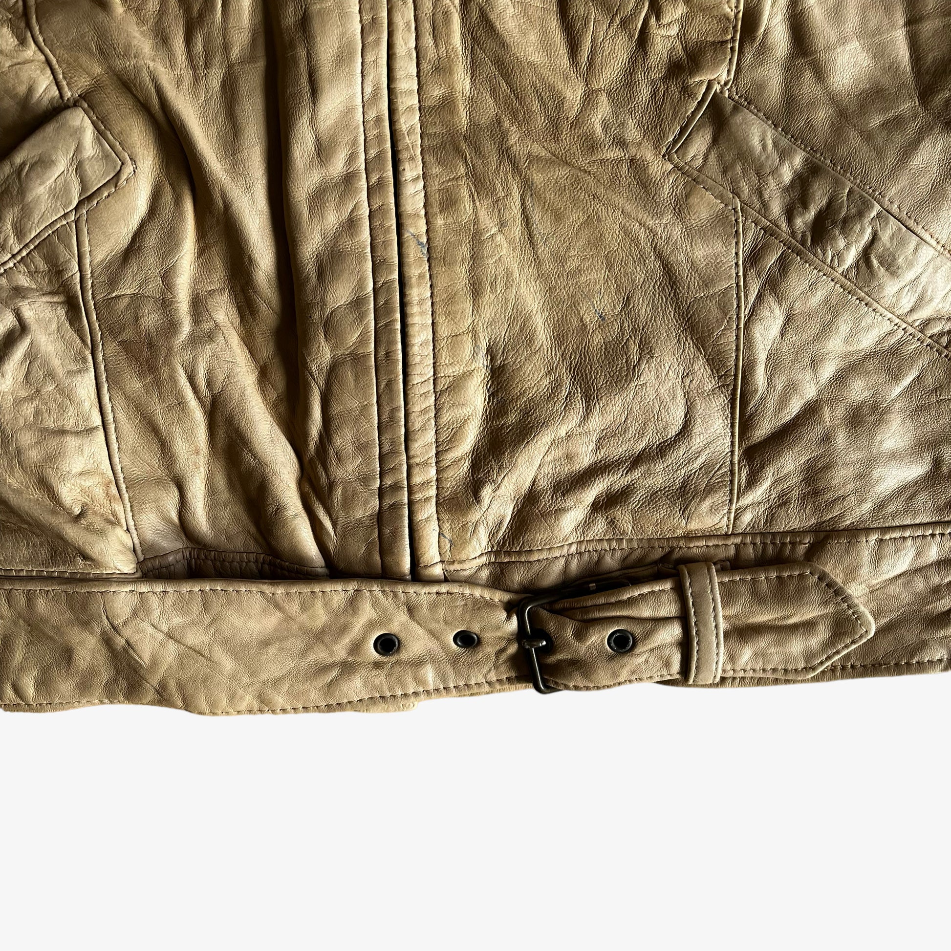 Vintage 90s Womens Ralph Lauren Polo Sport Driving Leather Jacket Hem - Casspios Dream