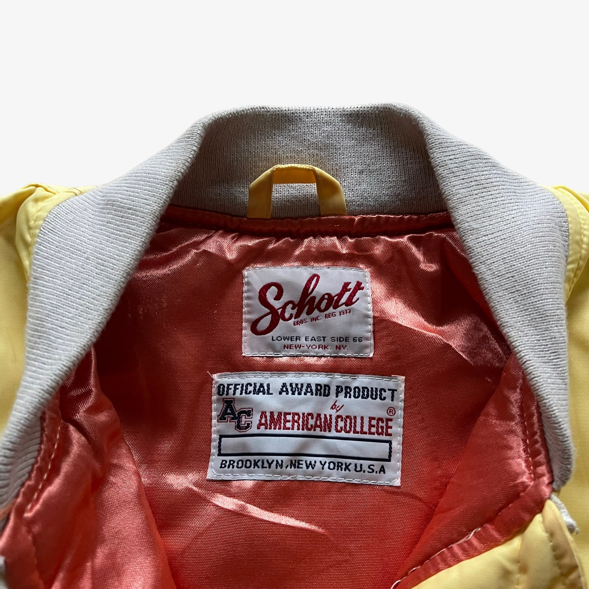 Vintage 90s Womens Schott Yellow Bomber Jacket Label - Casspios Dream