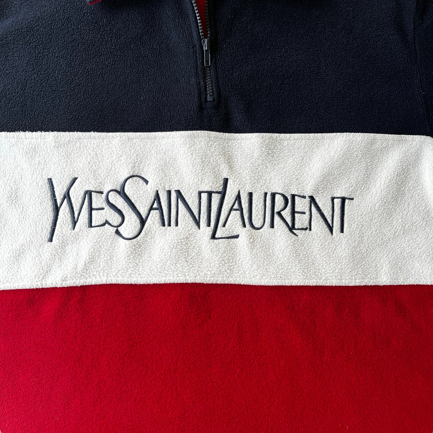 Vintage 90s Yves Saint Laurent YSL Quarter Zip Fleece Logo - Casspios Dream