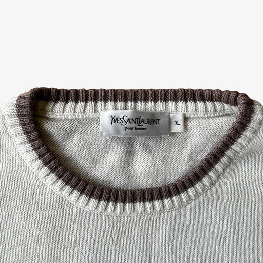 Vintage 90s Yves Saint Laurent YSL Spell Out Jumper Label - Casspios Dream