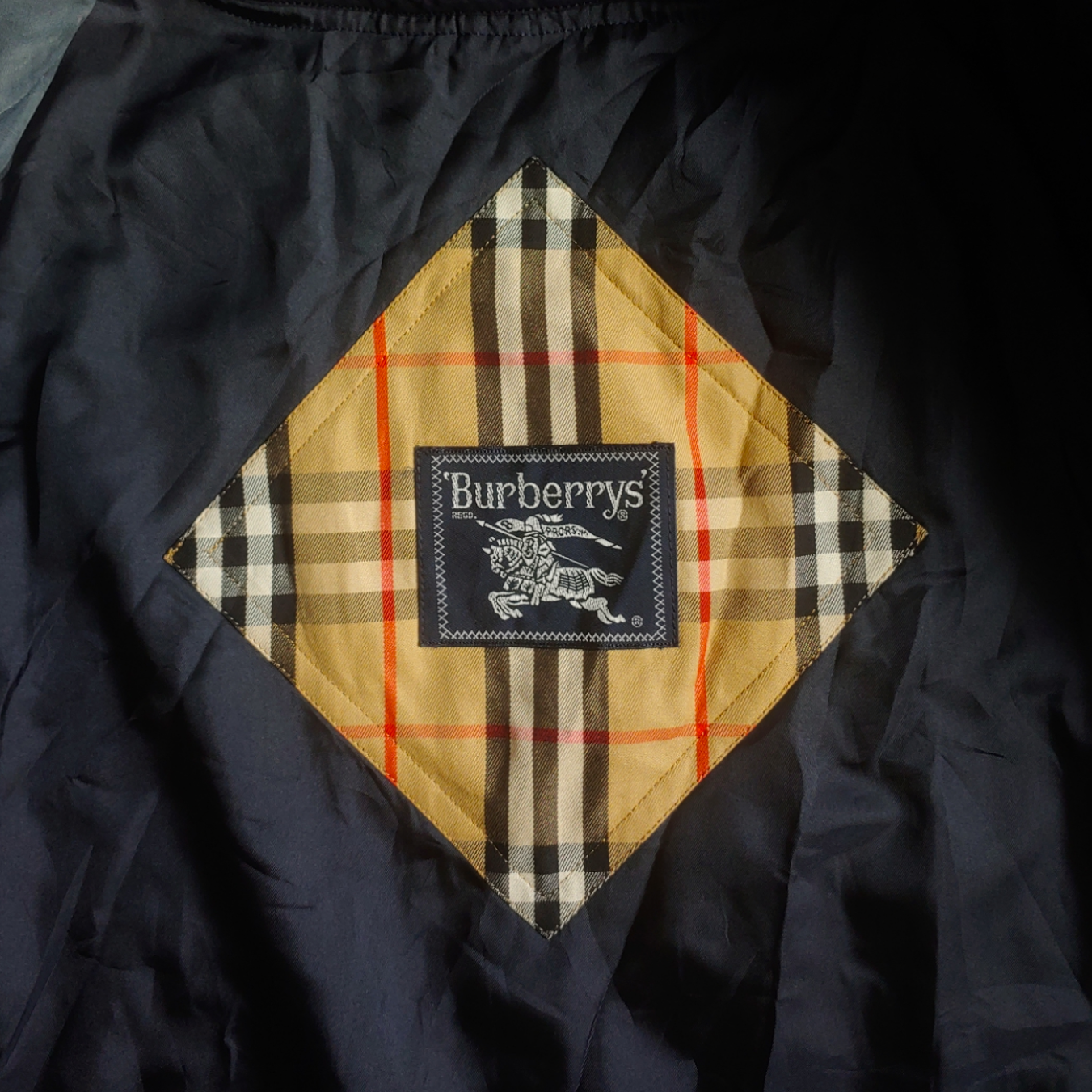 Vintage Burberry Navy Trench Coat With Nova Check Lining Label - Casspios Dream