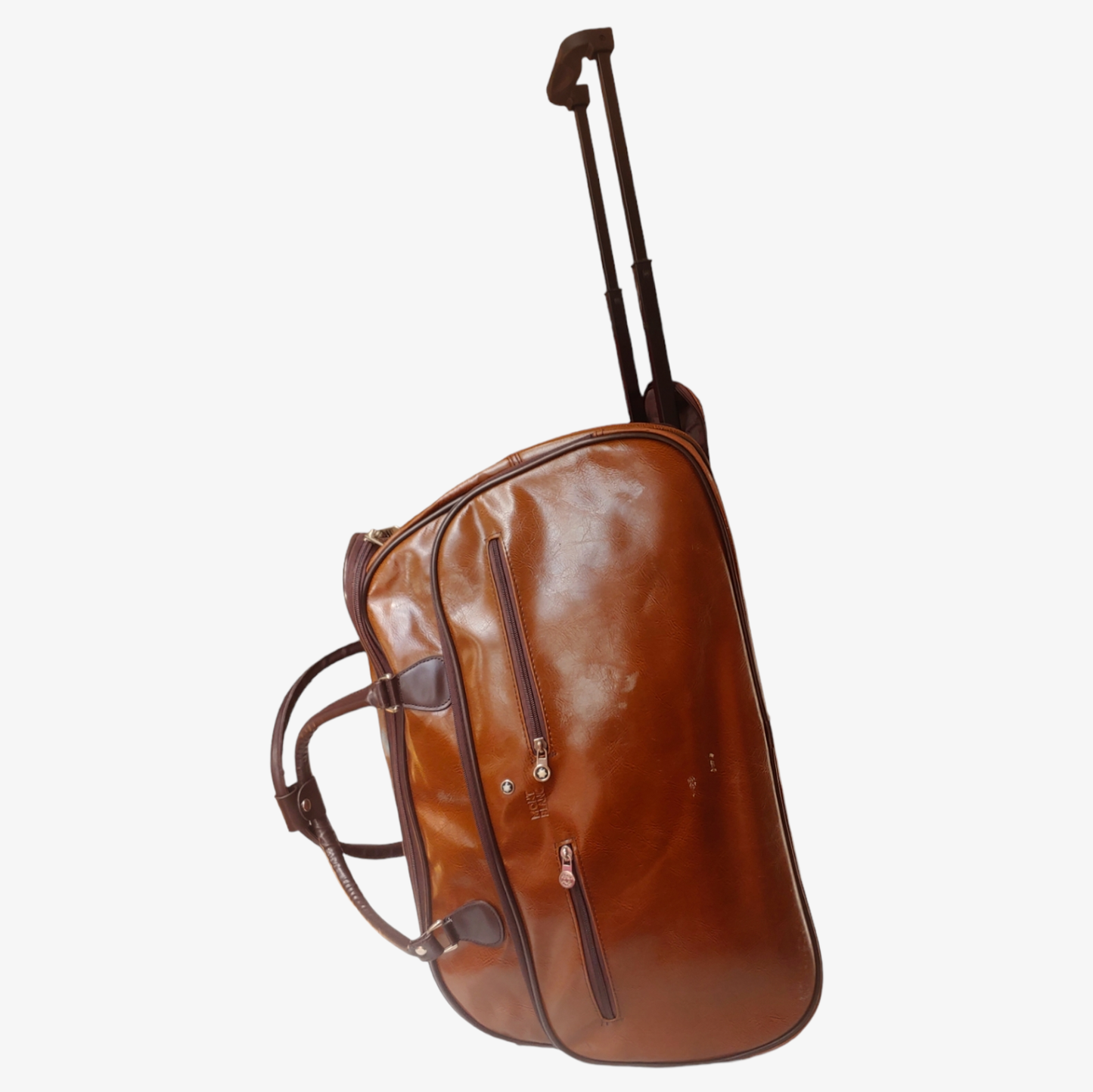 Vintage Mont Blanc Brown Leather Over Night Duffle Bag Suitcase Extendable - Casspios Dream