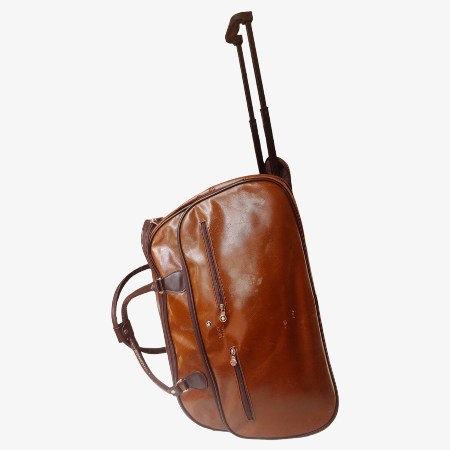 Vintage Mont Blanc Brown Leather Over Night Duffle Bag Suitcase Extendable - Casspios Dream