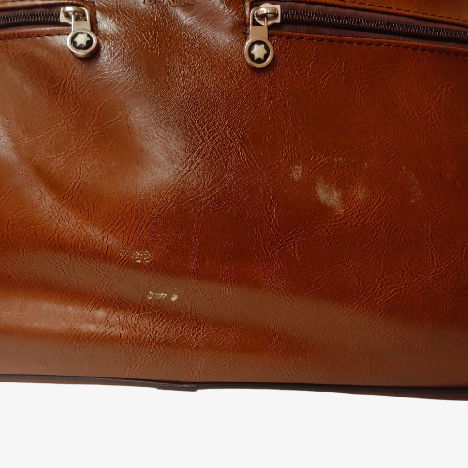 Vintage Mont Blanc Brown Leather Over Night Duffle Bag Suitcase Mark - Casspios Dream