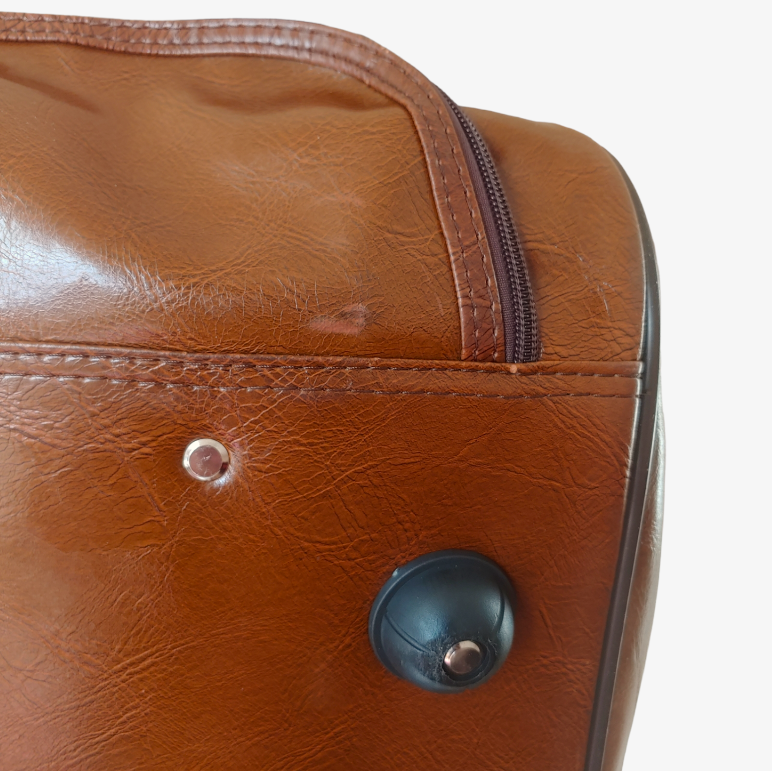 Vintage Mont Blanc Brown Leather Over Night Duffle Bag Suitcase Marks - Casspios Dream