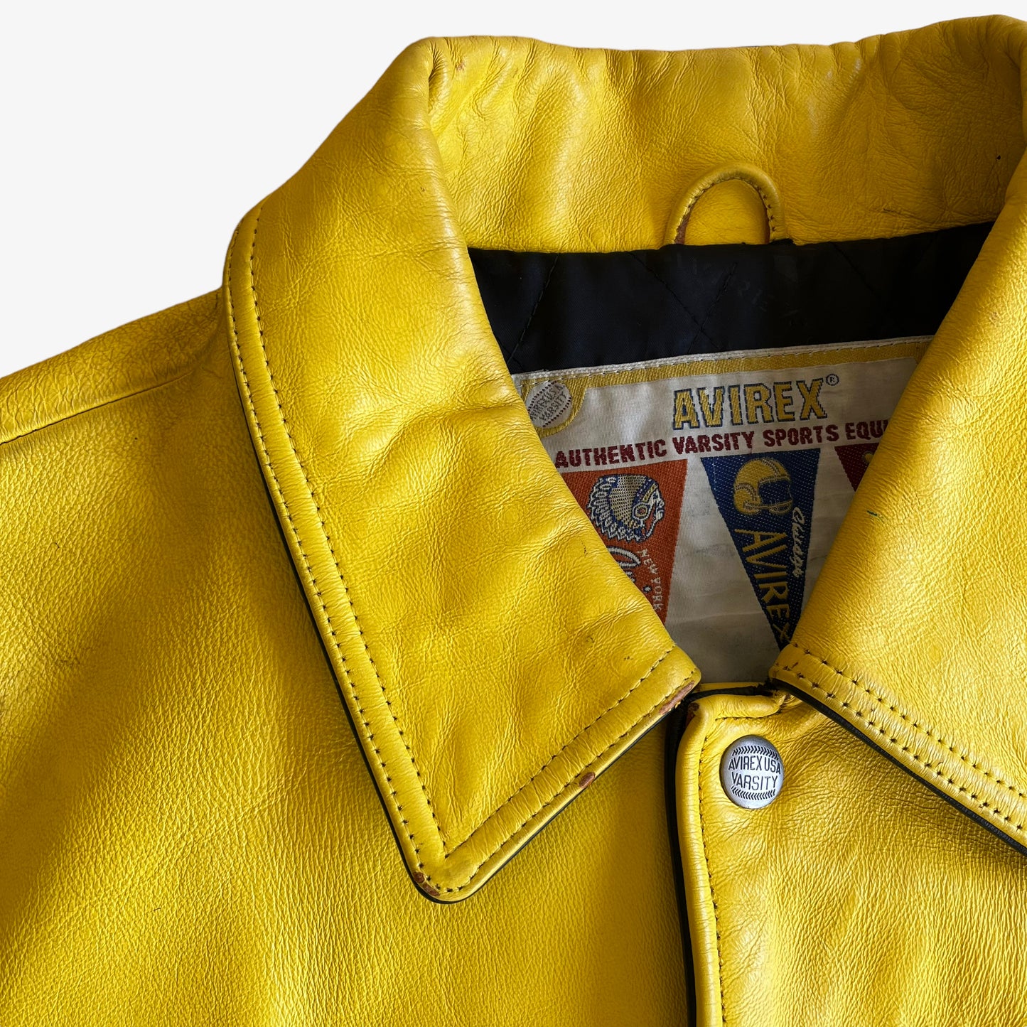Vintage Y2K AVIREX Varsity 25th Anniversary Leather Jacket Collar - Casspios Dream