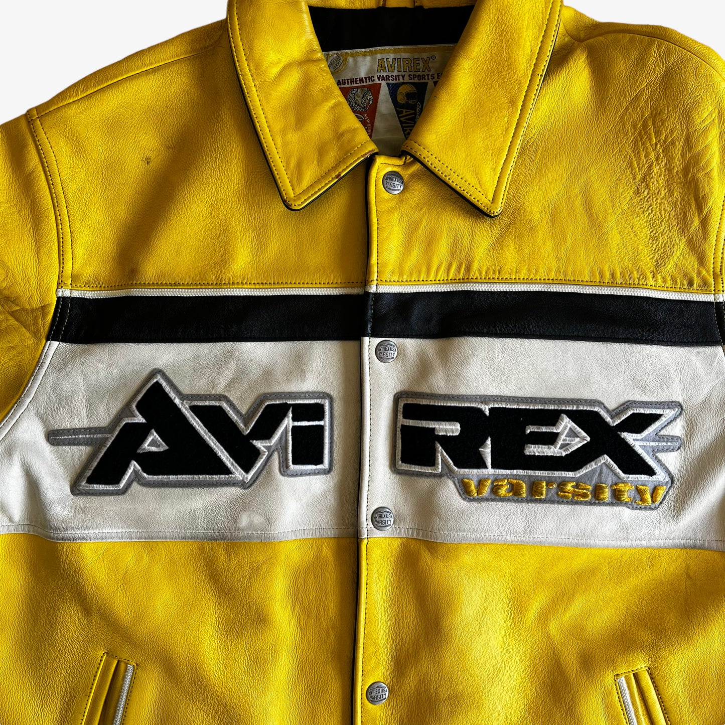 Vintage Y2K AVIREX Varsity 25th Anniversary Leather Jacket Logo - Casspios Dream