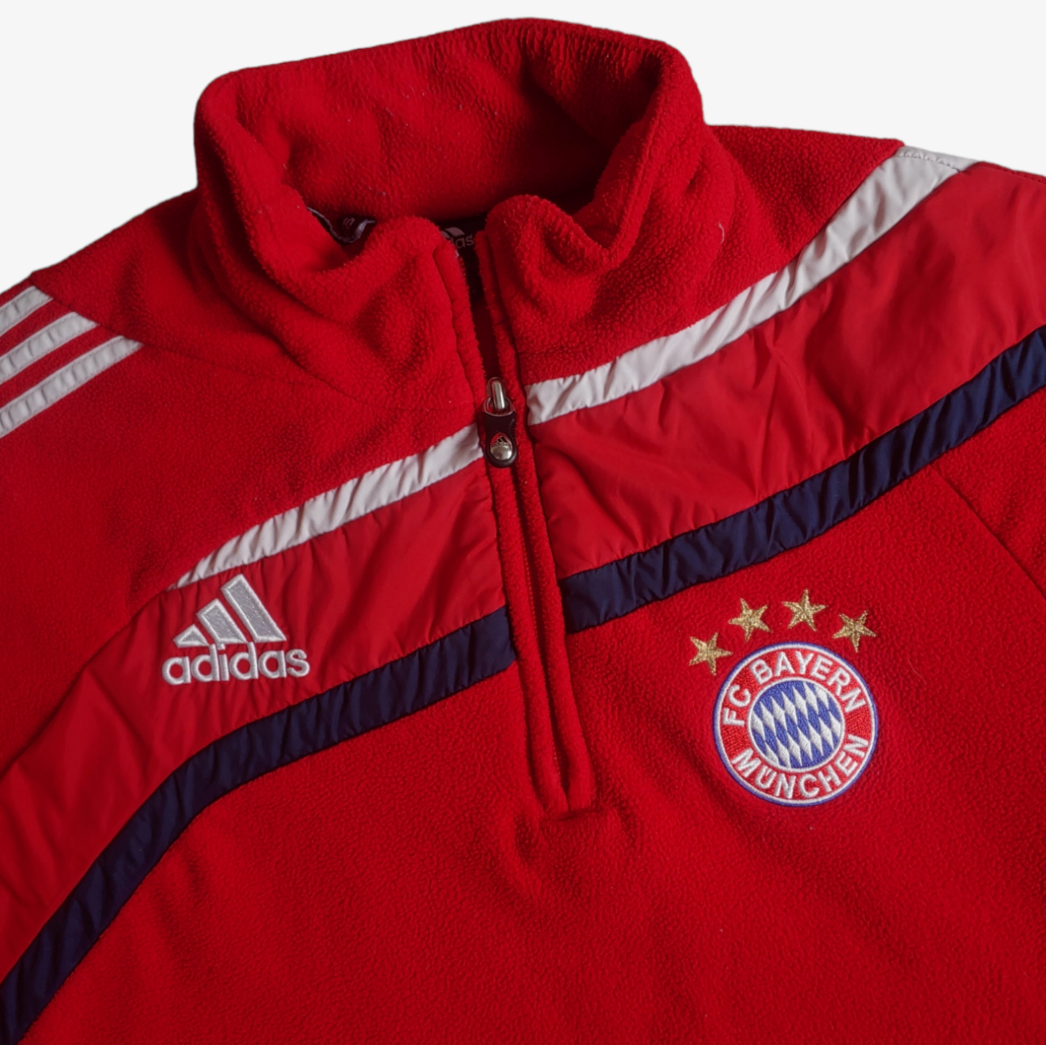 Vintage Y2K Adidas 2009 Bayern Munich Football Club Red Quarter Zip Fleece Logo - Casspios Dream