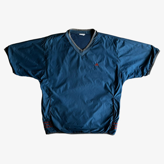 Vintage Y2K Adidas Navy V-Neck Fitness Running Top - Casspios Dream