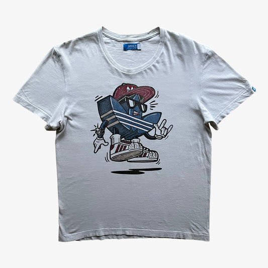 Vintage Y2K Adidas Three Leaf Graphic Print White Short Sleeve T-Shirt - Casspios Dream