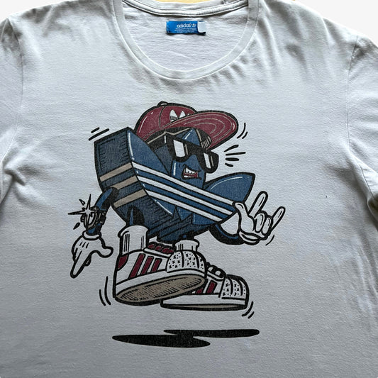 Vintage Y2K Adidas Three Leaf Graphic Print White Short Sleeve T-Shirt Logo - Casspios Dream