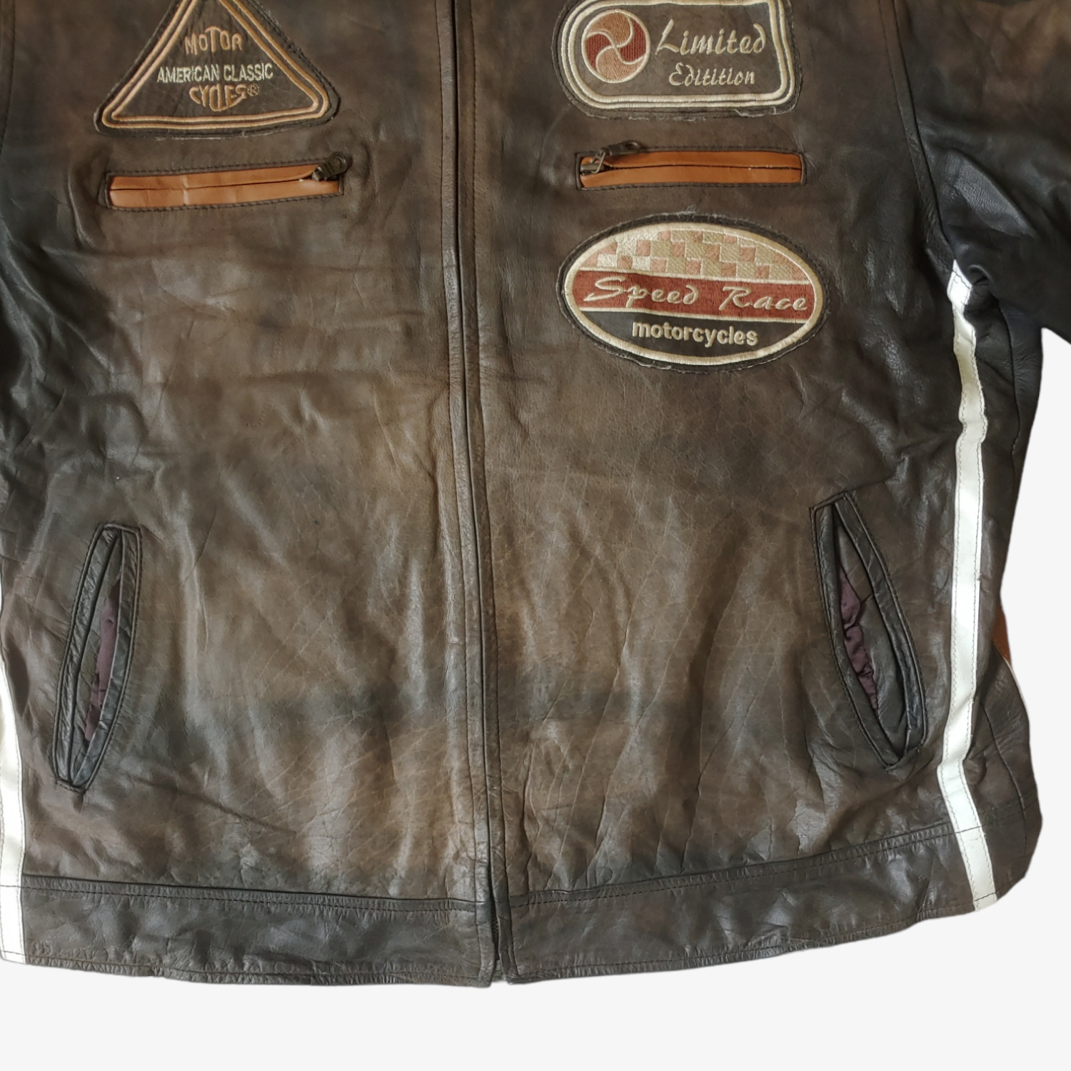 Vintage Y2K American Classics Brown Leather Biker Jacket Wear - Casspios Dream
