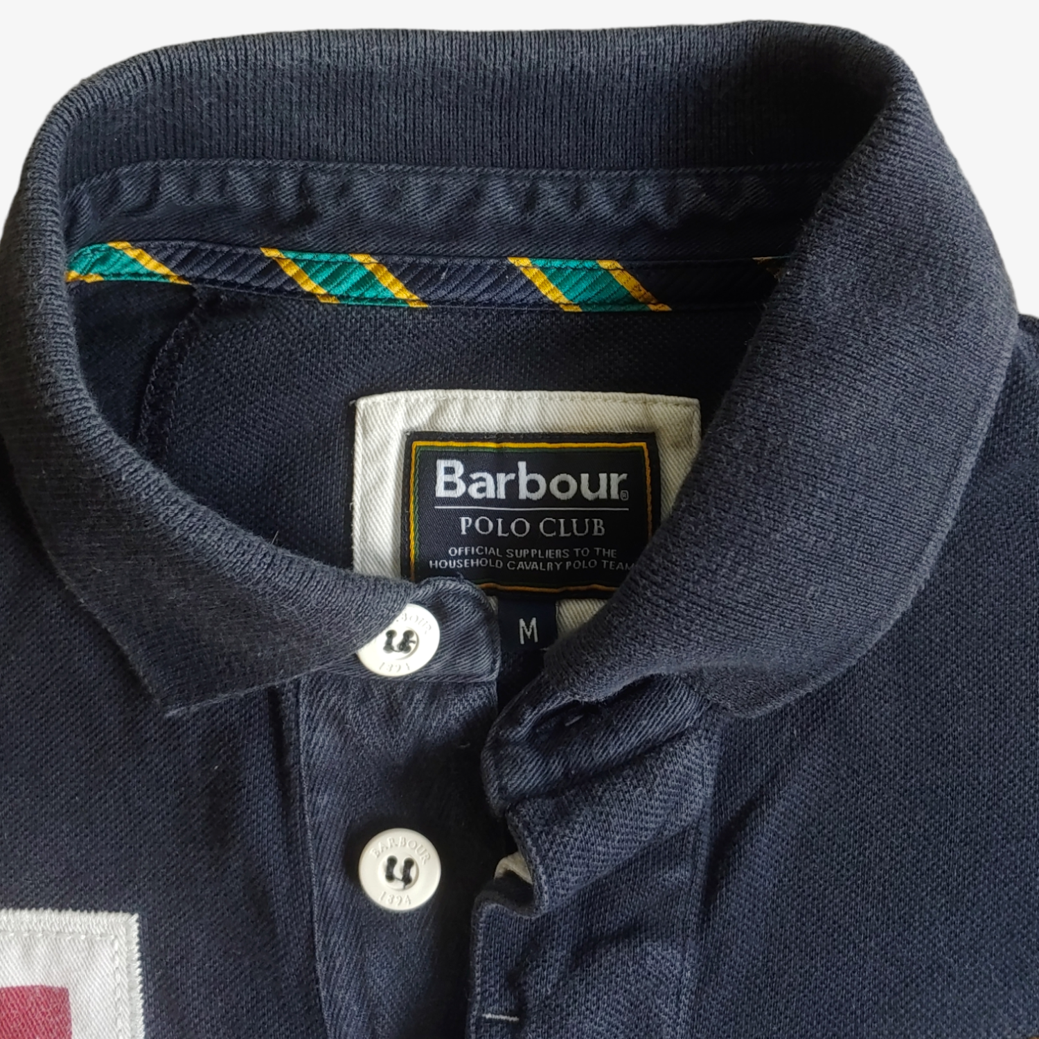 Vintage Y2K Barbour Cavalry Polo Team Striped Polo Shirt Label - Casspios Dream