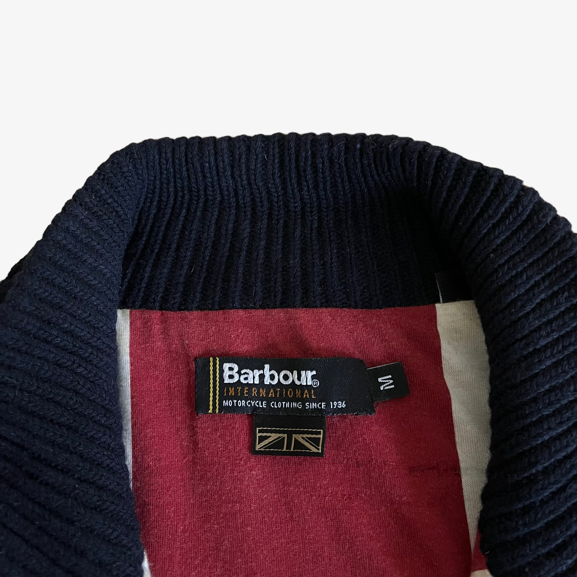 Vintage Y2K Barbour International Great Britain Lambswool Knitted Jacket Label - Casspios Dream
