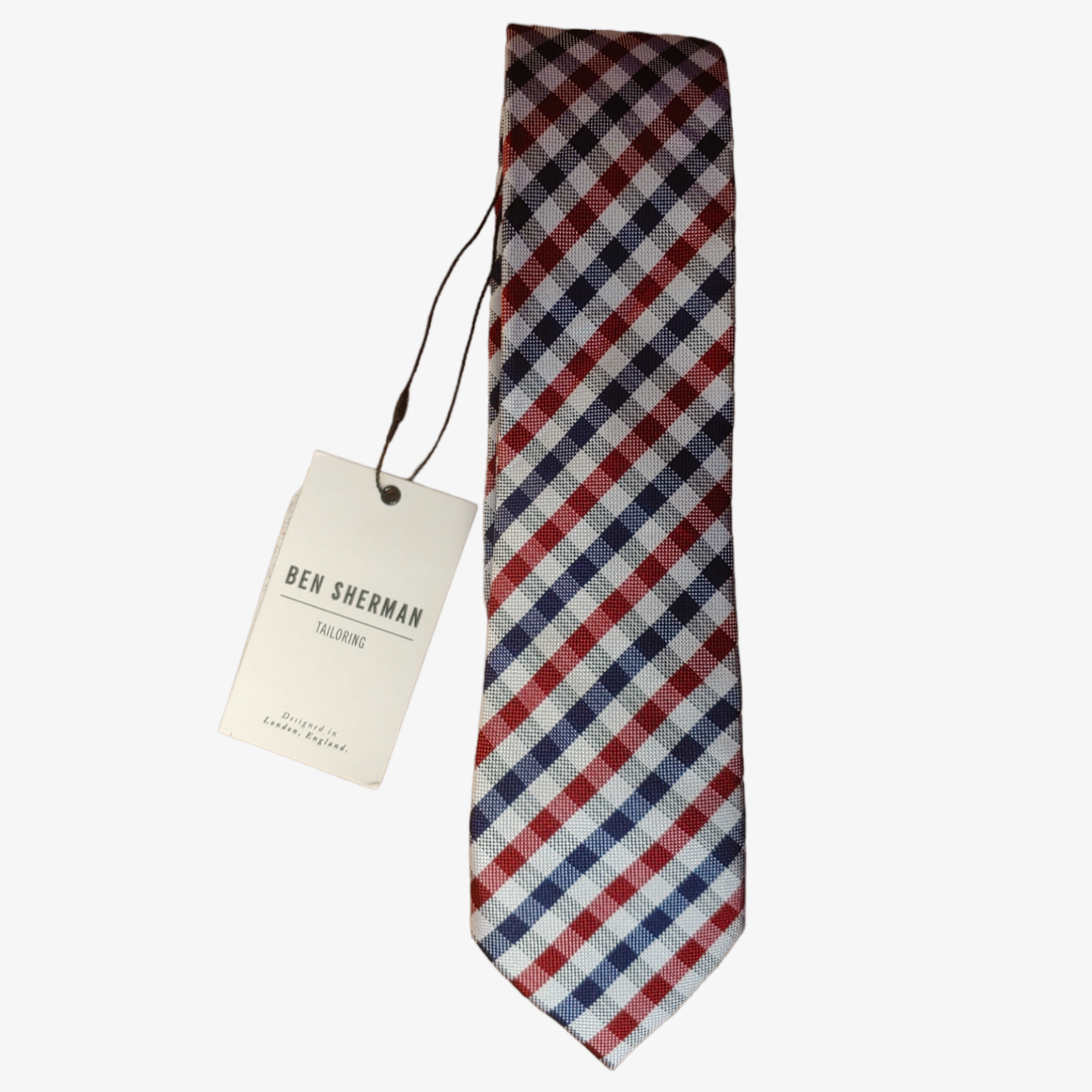 Vintage Y2K Ben Sherman Check Skinny Silk Tie Brand New With Tags - Casspios Dream