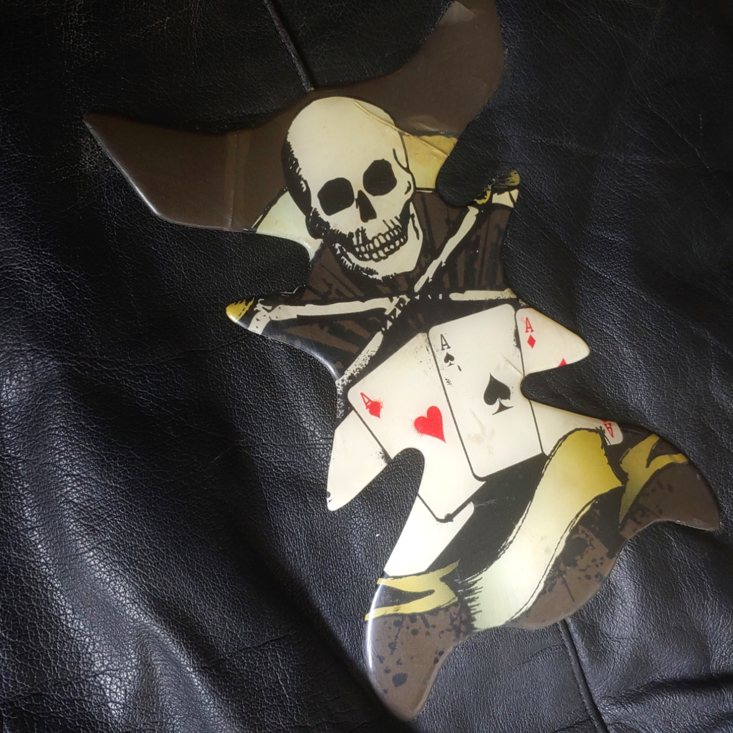 Vintage Y2K Black Point Skull & Playing Cards Leather Biker Jacket Back Logo Wear - Casspios Dream