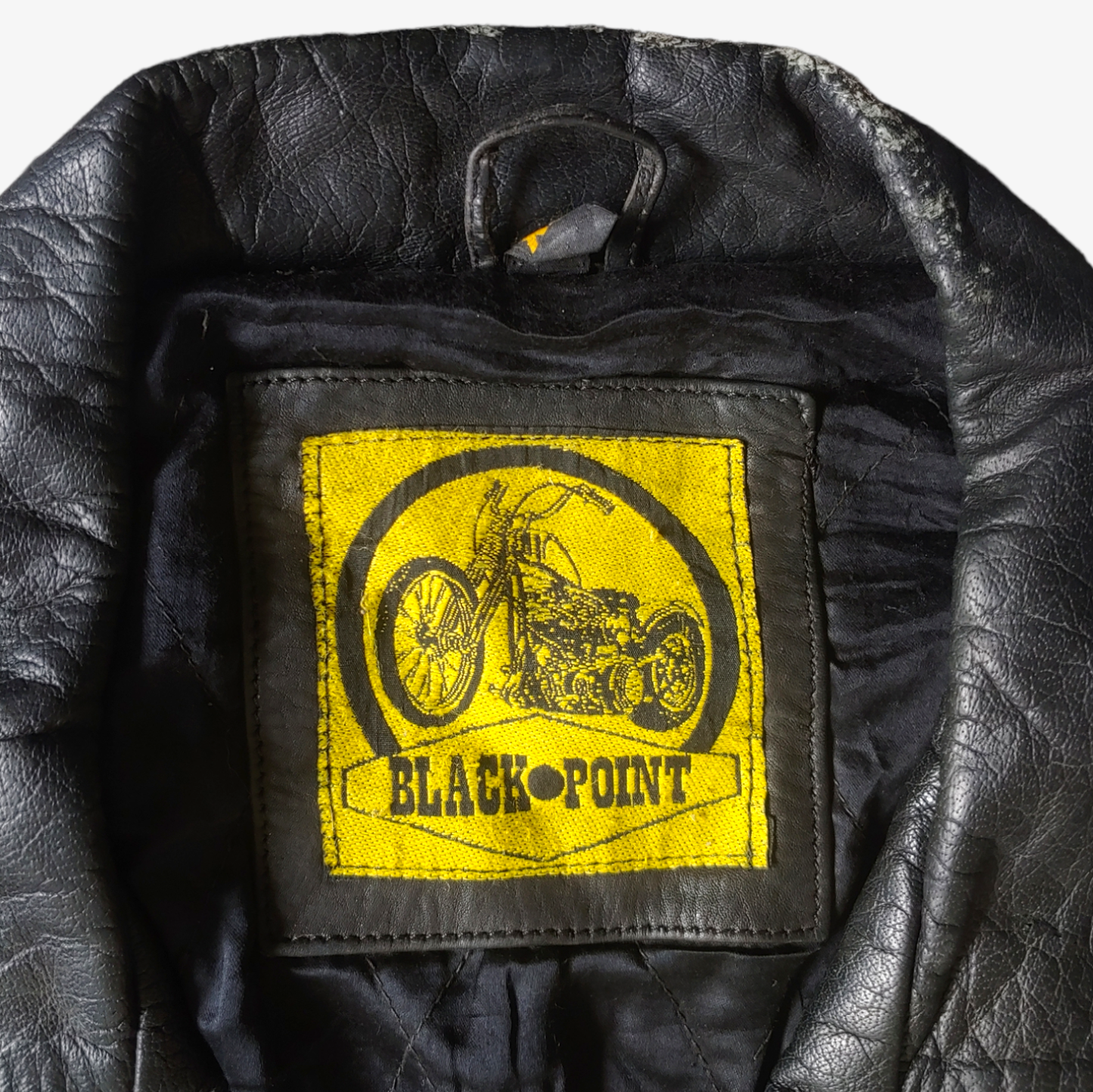 Vintage Y2K Black Point Skull & Playing Cards Leather Biker Jacket Label - Casspios Dream
