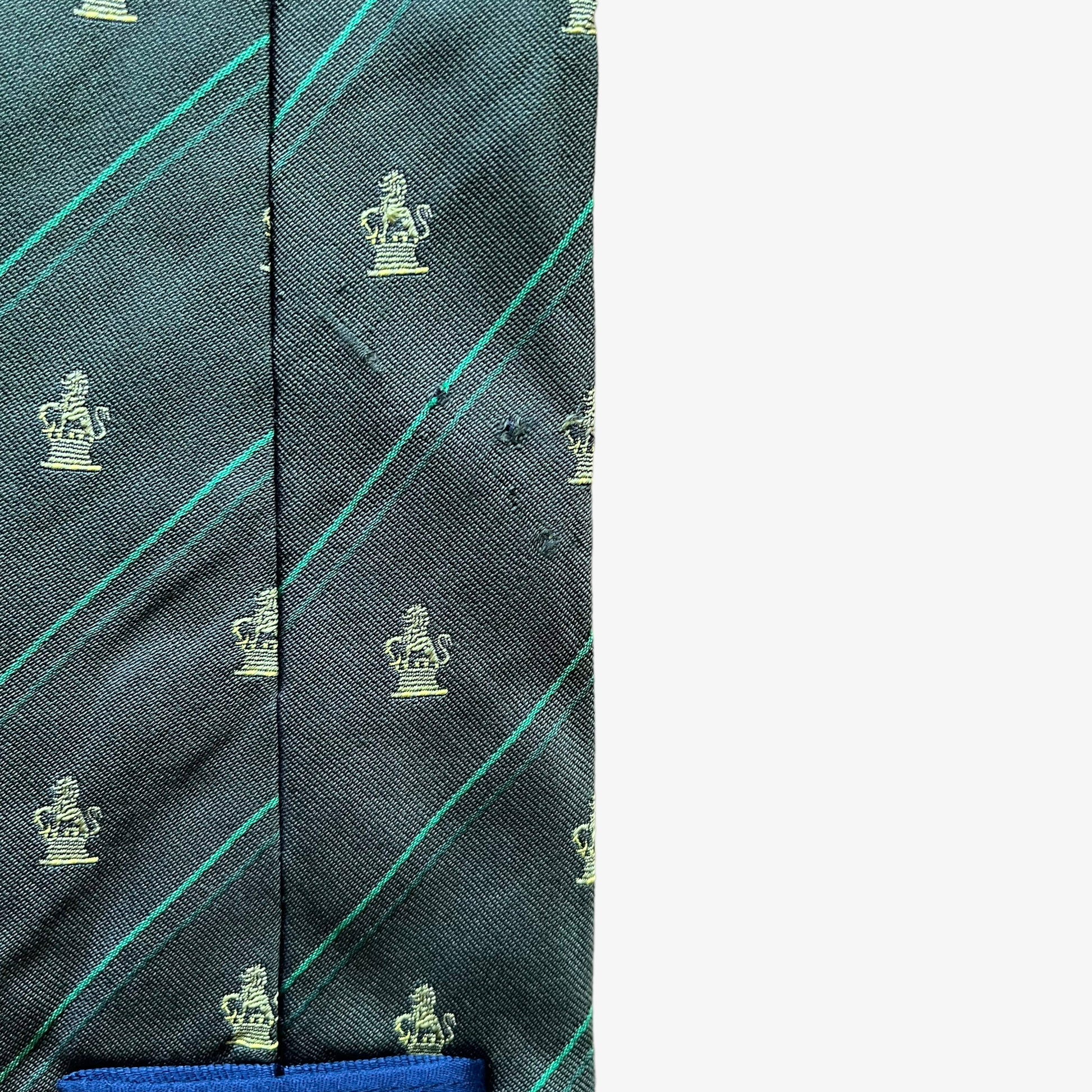Vintage Y2K Burberry London Lion Print Green Silk Tie Wear - Casspios Dream