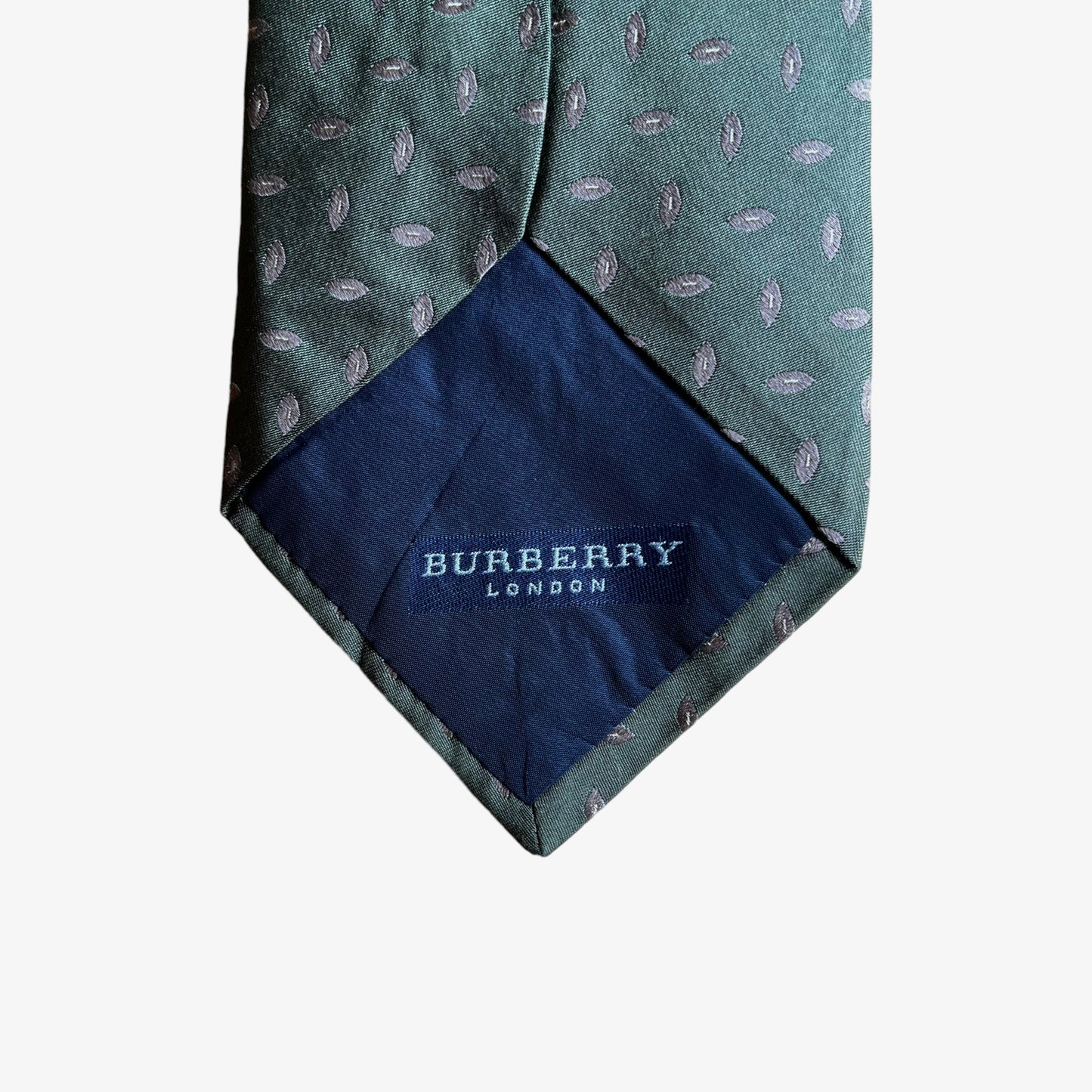 Vintage Y2K Burberry London Paisley Print Green Silk Tie Back - Casspios Dream