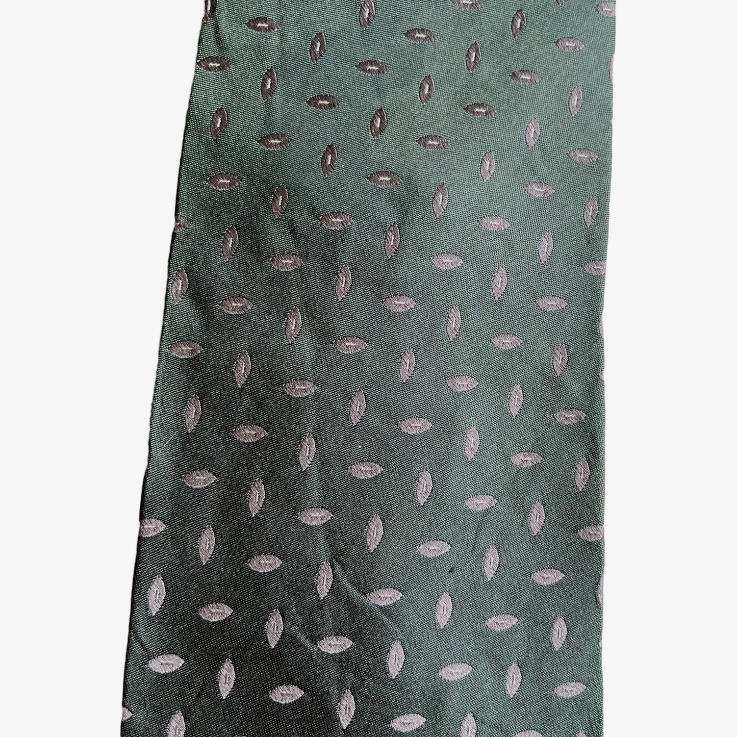 Vintage Y2K Burberry London Paisley Print Green Silk Tie Wear - Casspios Dream