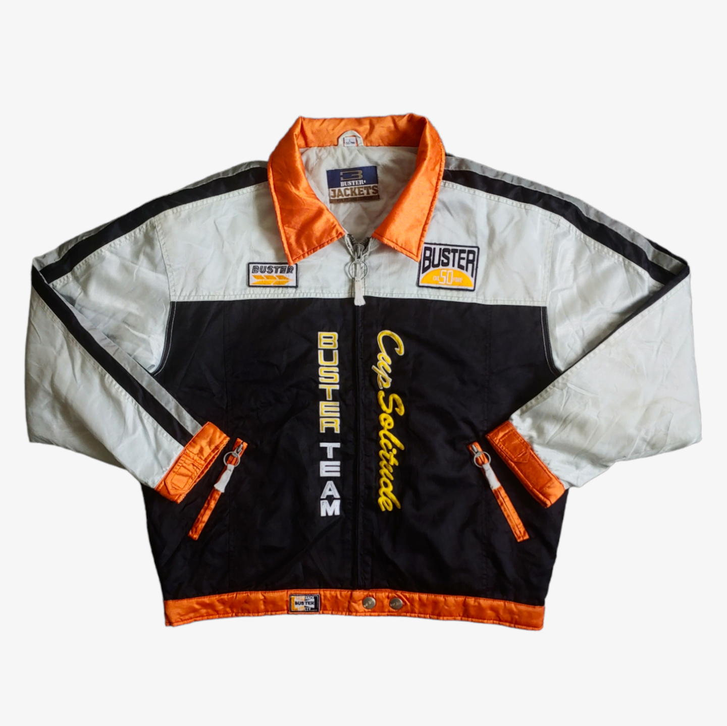 Vintage Y2K Buster Racing Team Jacket With Back Embroidered Spell Out - Casspios Dream