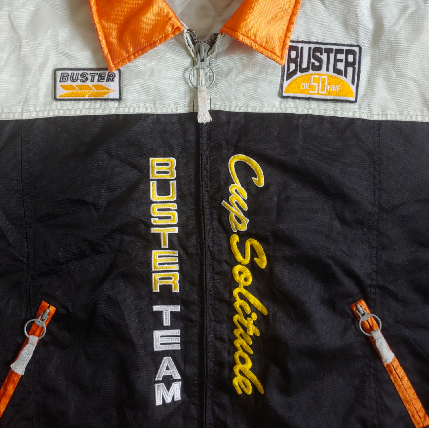 Vintage Y2K Buster Racing Team Jacket With Back Embroidered Spell Out Logo - Casspios Dream