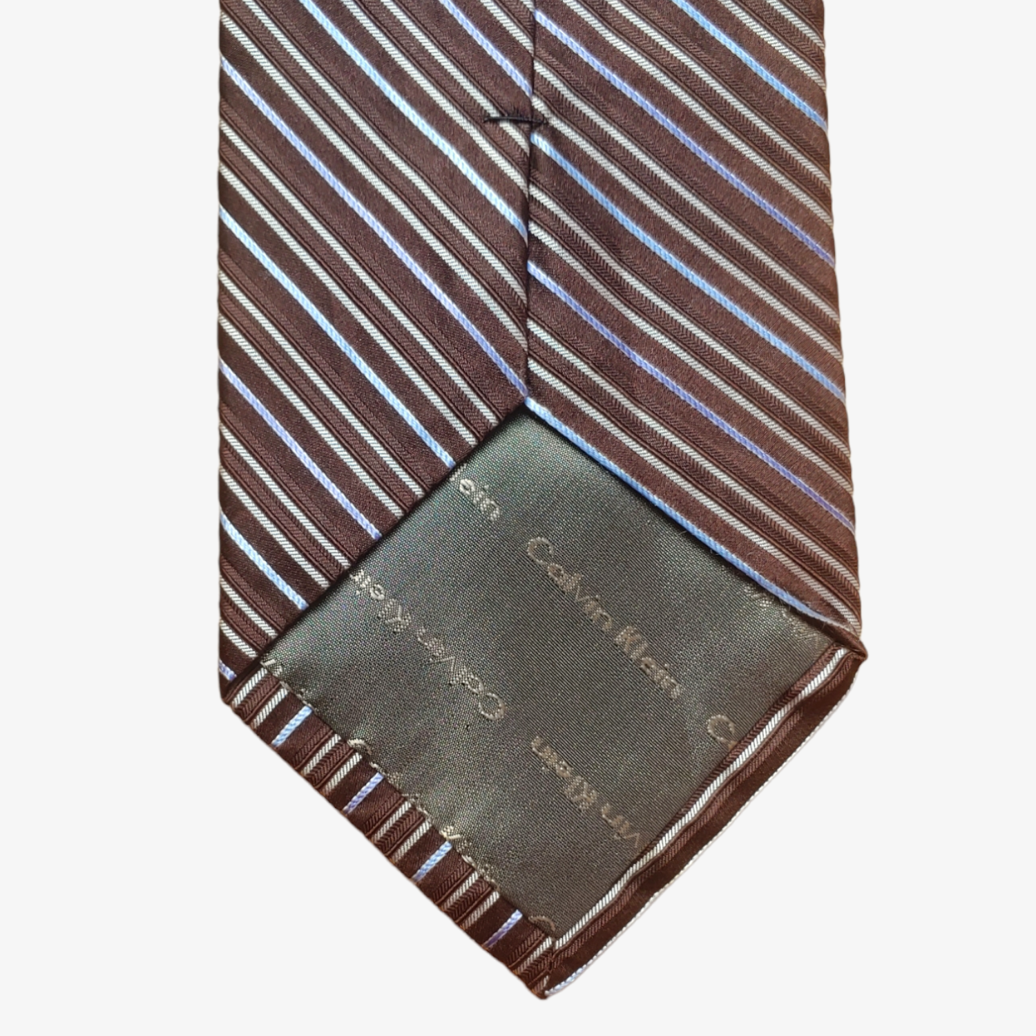 Vintage Y2K Calvin Klein Striped Silk Tie Logo - Casspios Dream