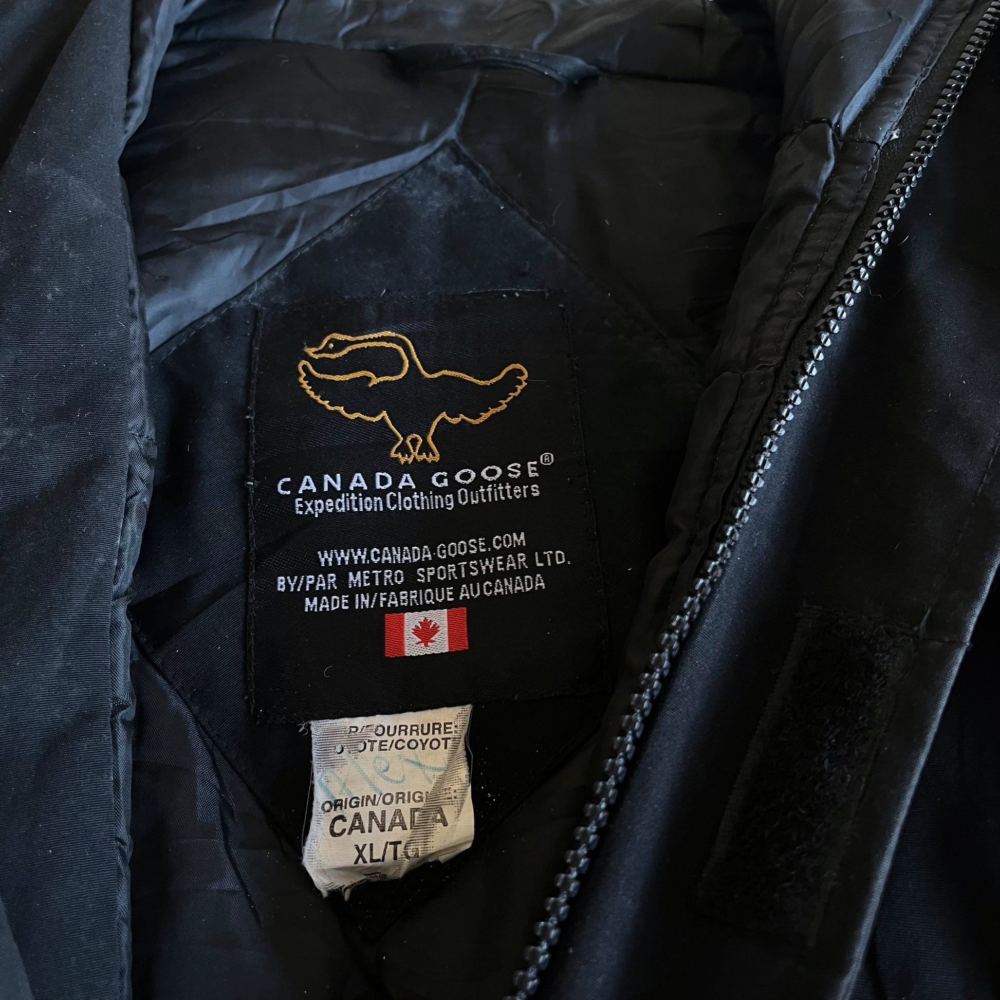 Vintage Y2K Canada Goose Arctic Program Expedition Black Puffer Jacket With Original Hood Label - Casspios Dream