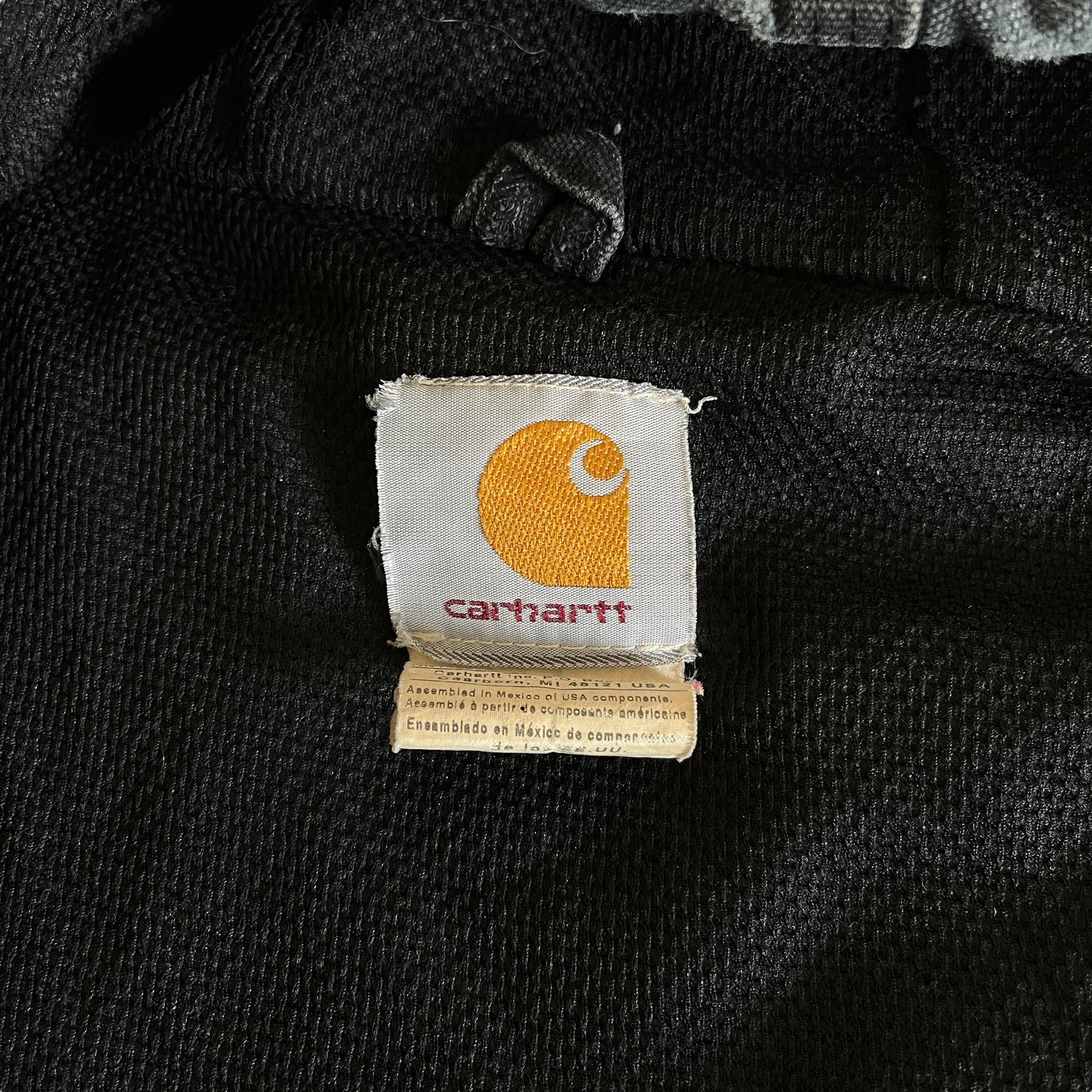 Vintage Y2K Carhartt Black Hooded Workwear Jacket Label - Casspios Dream