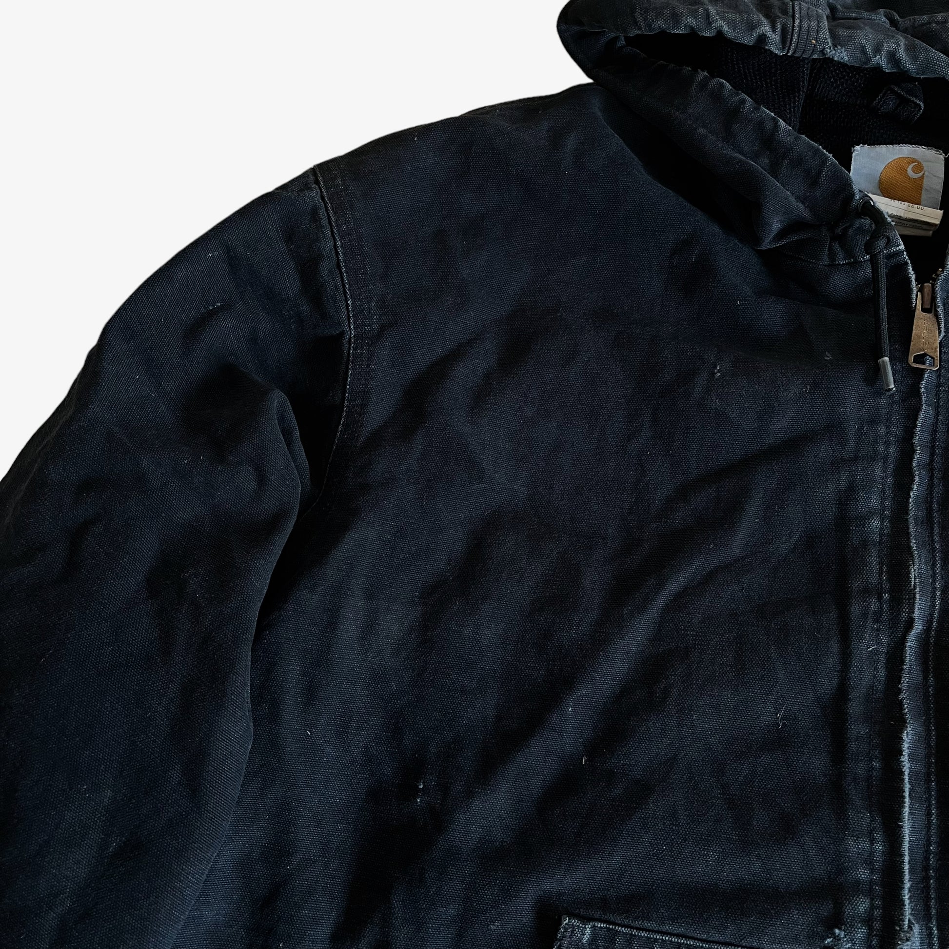 Vintage Y2K Carhartt Black Hooded Workwear Jacket Shoulder - Casspios Dream