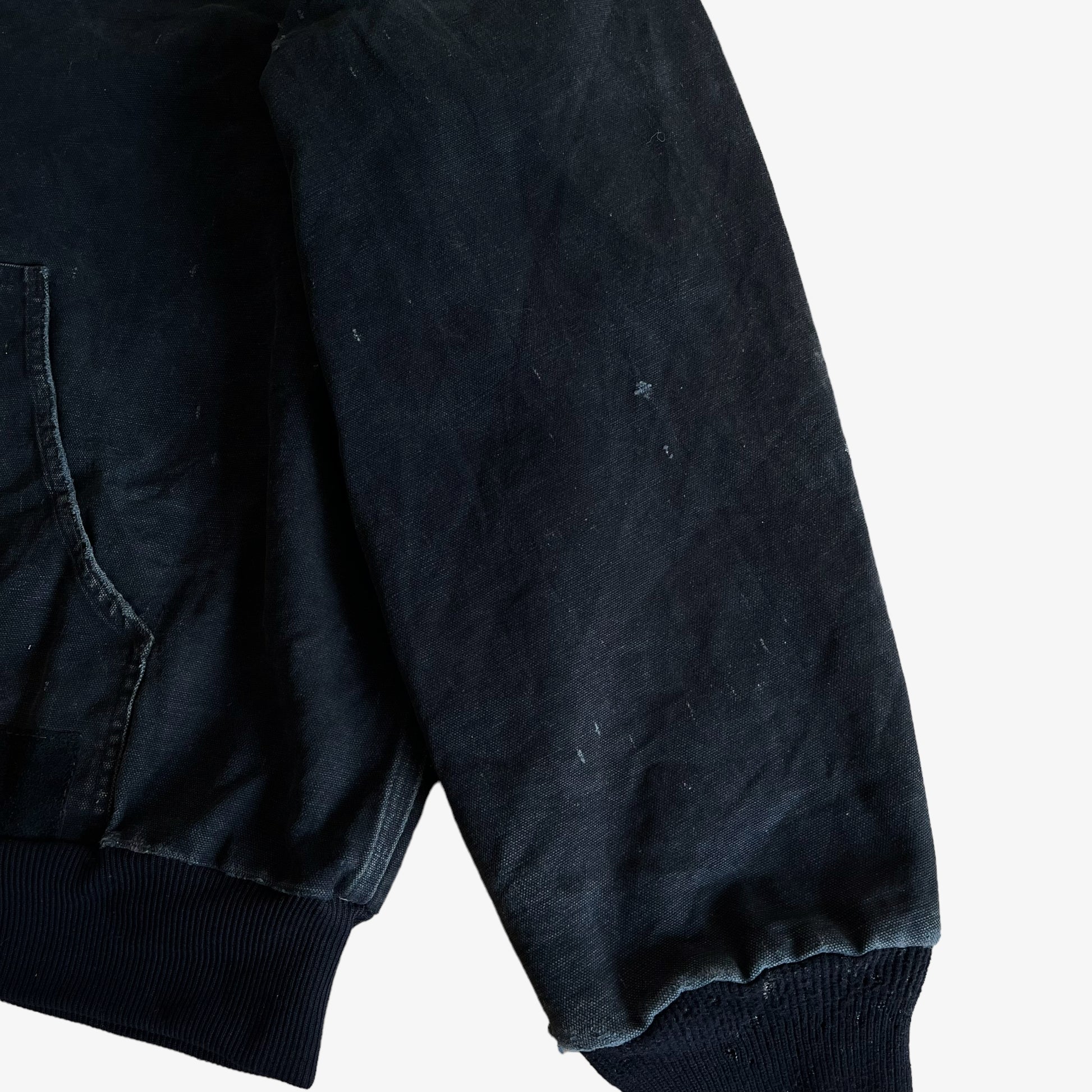 Vintage Y2K Carhartt Black Hooded Workwear Jacket Sleeve - Casspios Dream