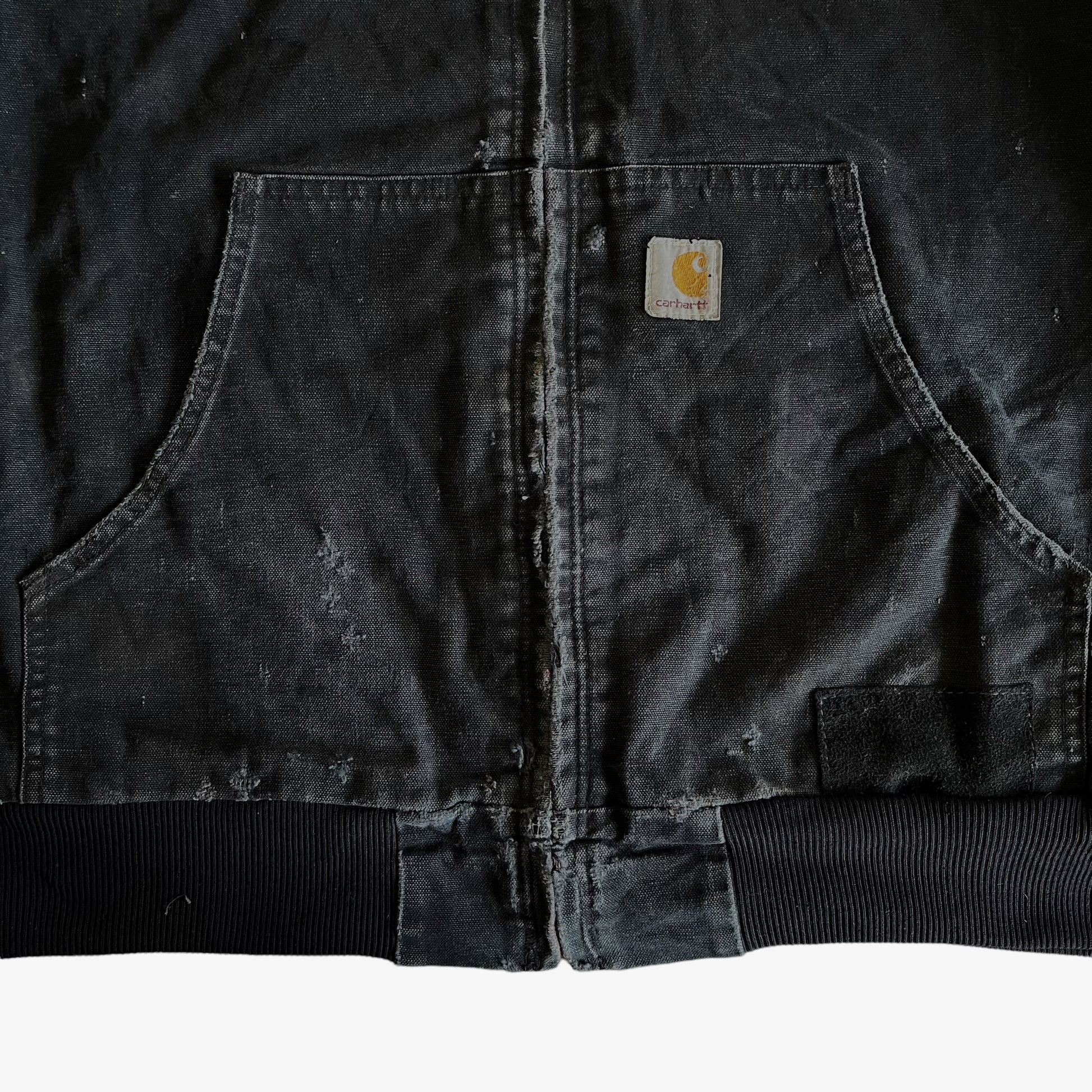 Vintage Y2K Carhartt Black Hooded Workwear Jacket Wear - Casspios Dream