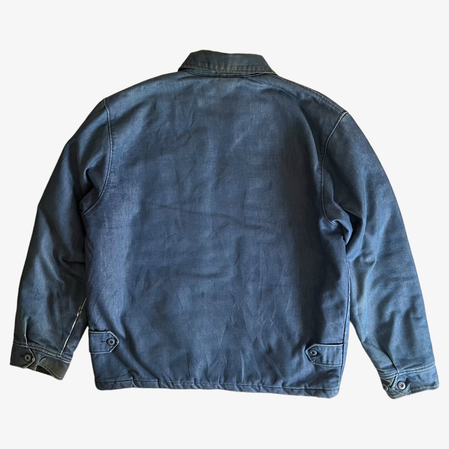 Vintage Y2K Carhartt Blue Denim Zip Up Jacket Back - Casspios Dream