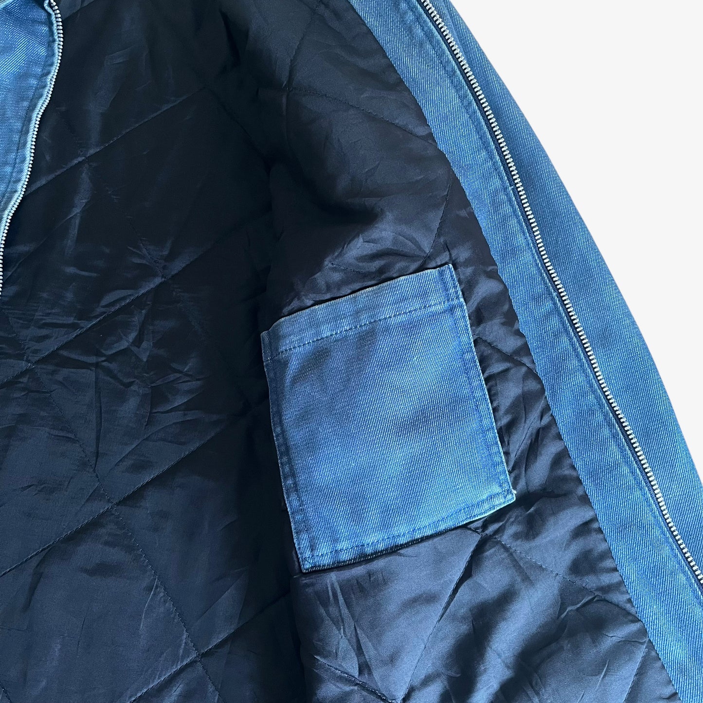 Vintage Y2K Carhartt Blue Denim Zip Up Jacket Inside Pocket - Casspios Dream