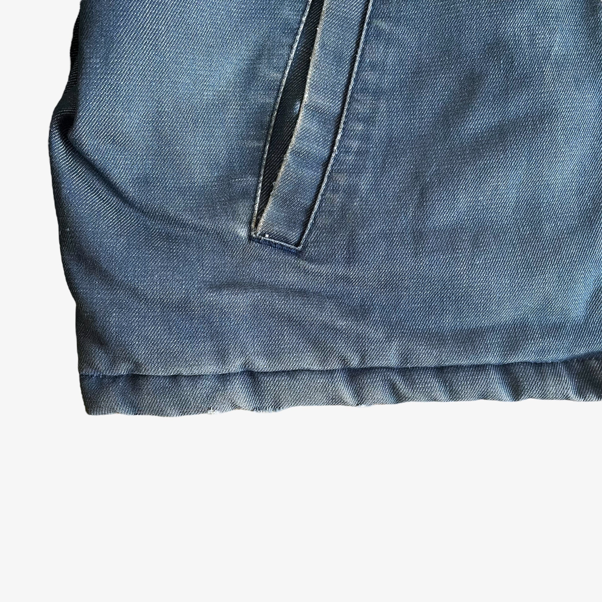 Vintage Y2K Carhartt Blue Denim Zip Up Jacket Pocket - Casspios Dream
