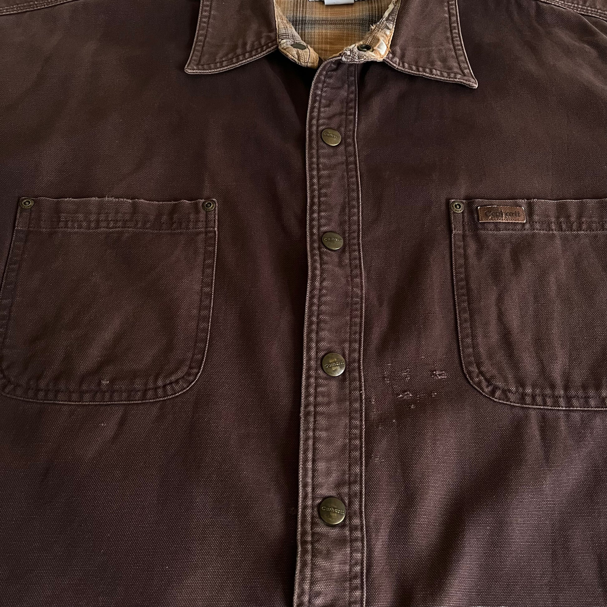 Vintage Y2K Carhartt Brown Shirt Jacket Shacket Button - Casspios Dream