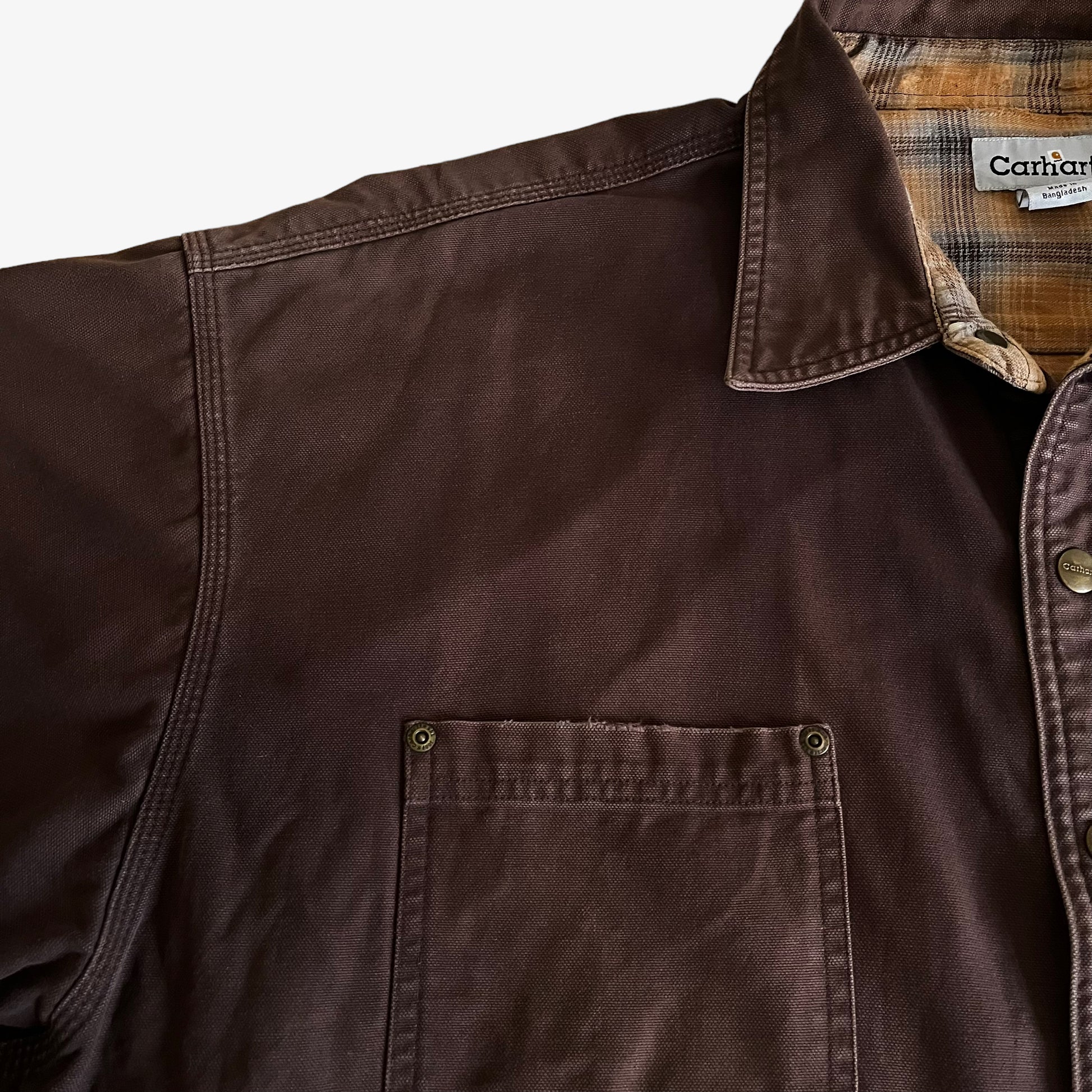 Vintage Y2K Carhartt Brown Shirt Jacket Shacket Pocket - Casspios Dream