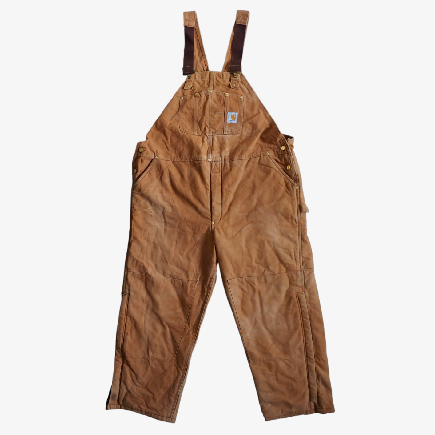 Vintage Y2K Carhartt Brown Thick Cotton Workwear Bib Overalls Dungarees - Casspios Dream