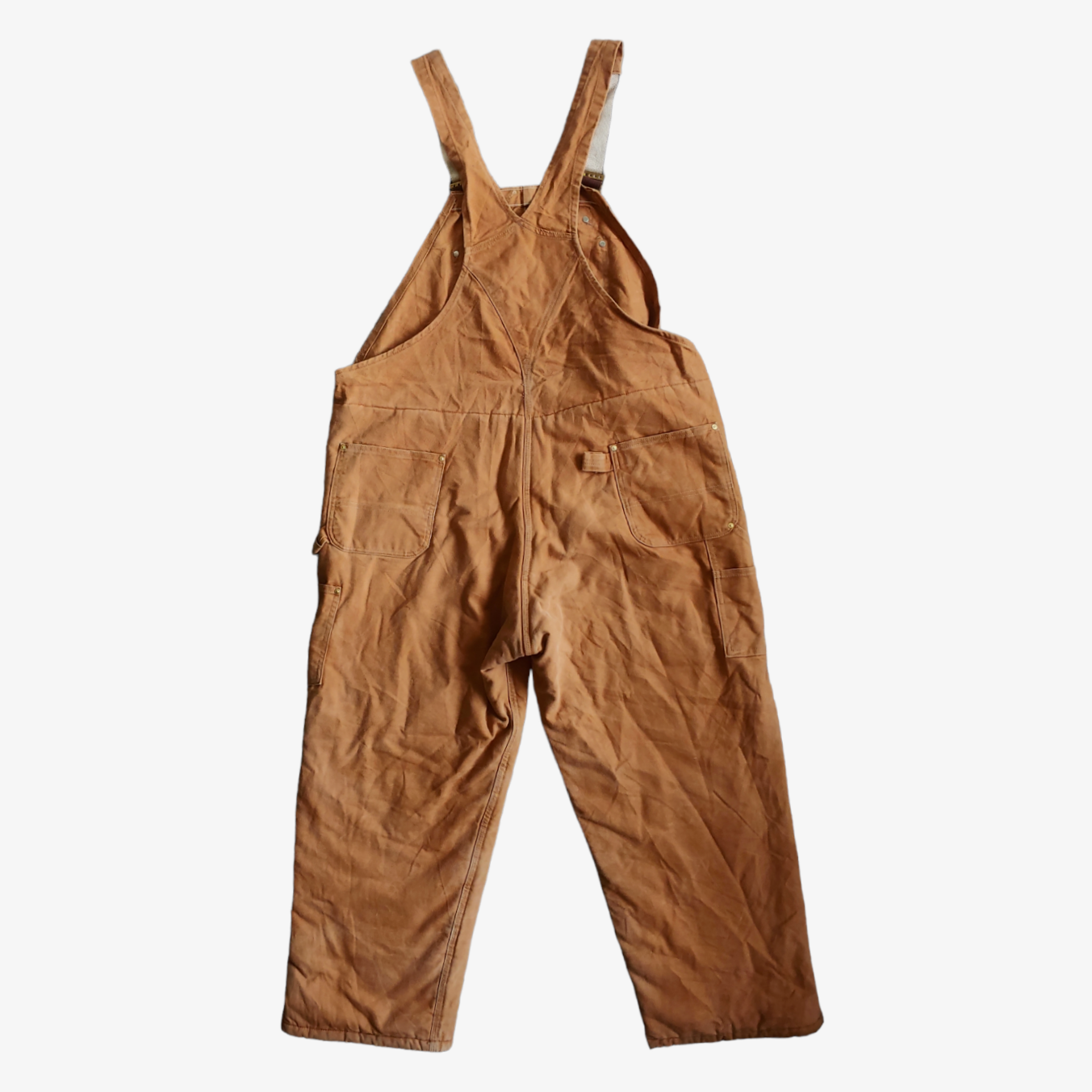 Vintage Y2K Carhartt Brown Thick Cotton Workwear Bib Overalls Dungarees Back - Casspios Dream