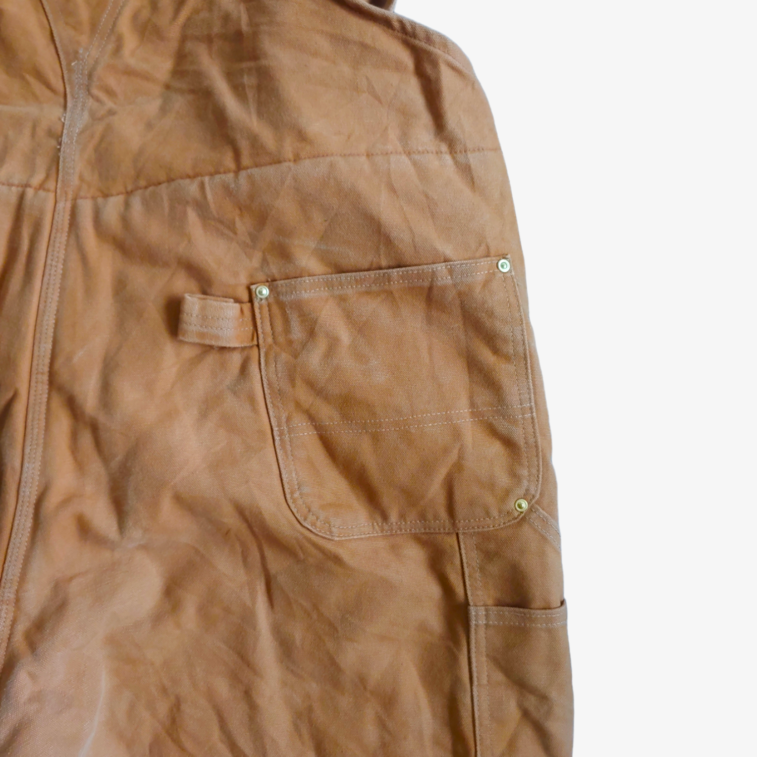 Vintage Y2K Carhartt Brown Thick Cotton Workwear Bib Overalls Dungarees Pocket - Casspios Dream