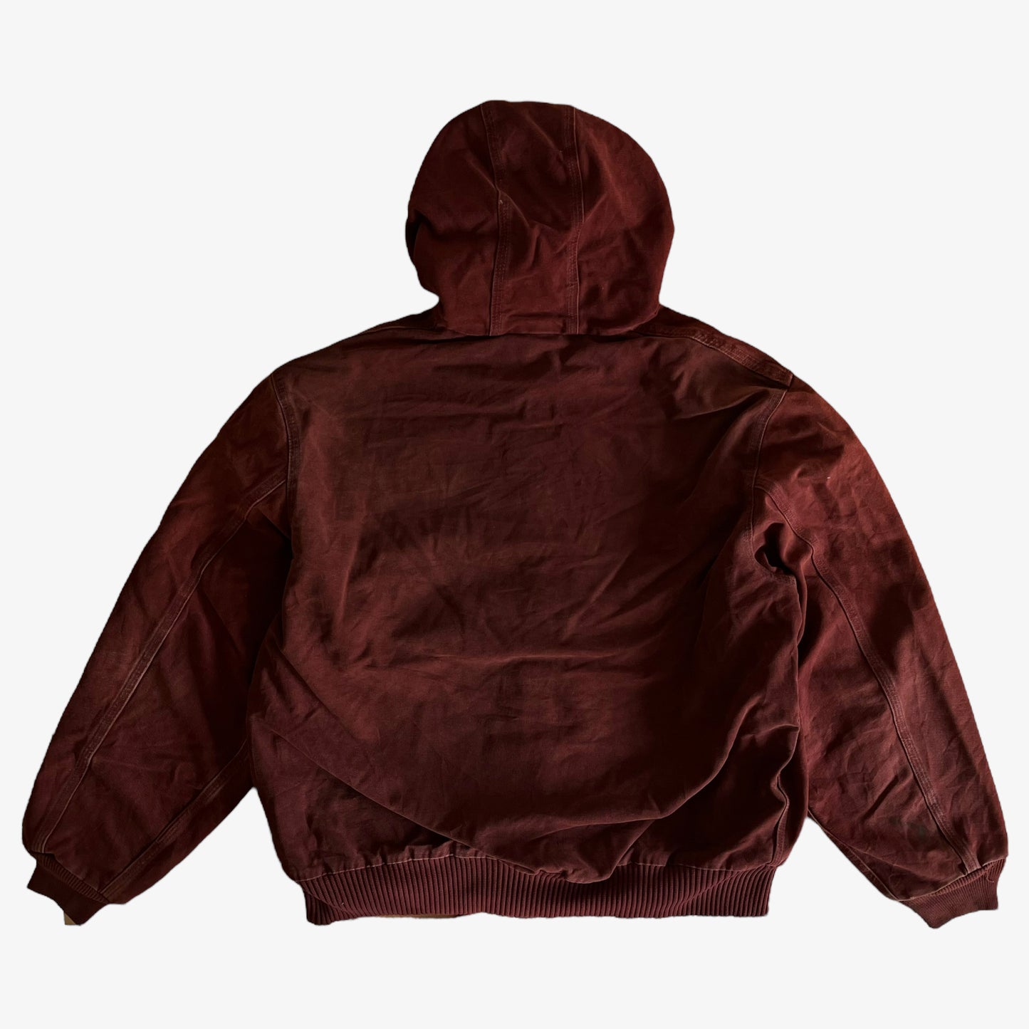 Vintage Y2K Carhartt Red Hooded Workwear Jacket Back - Casspios Dream