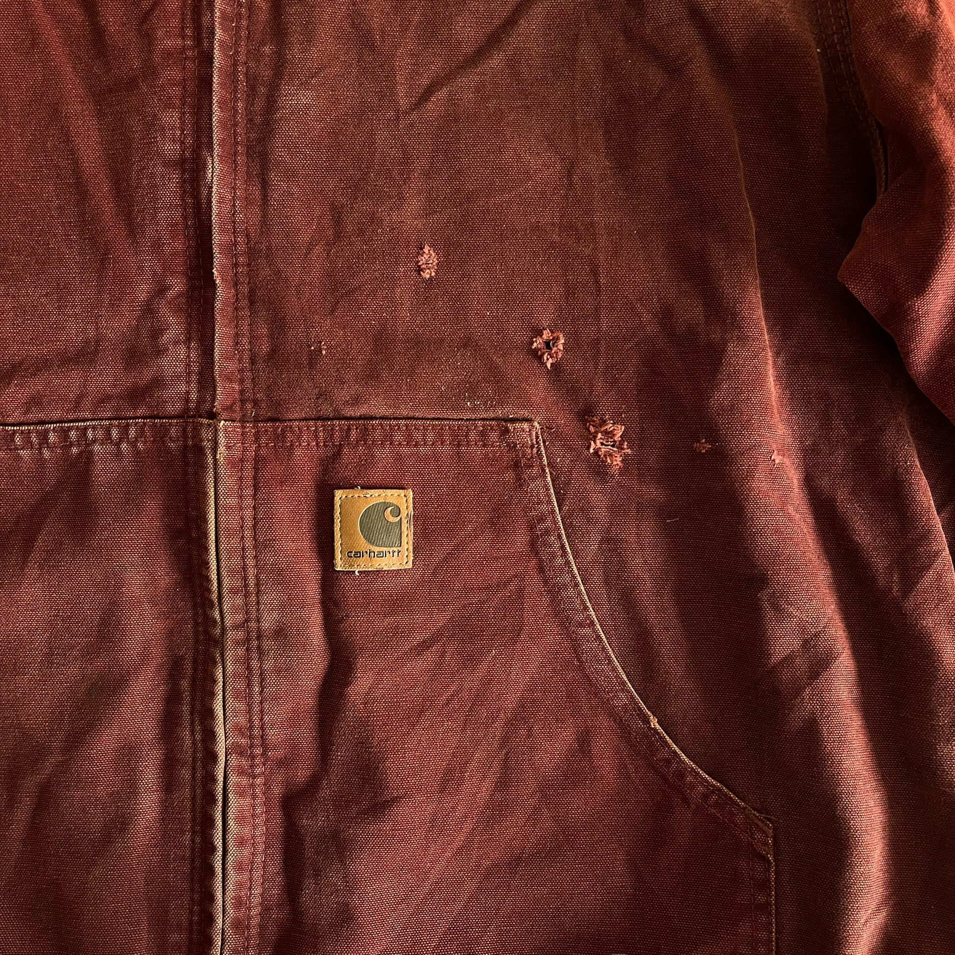 Vintage Y2K Carhartt Red Hooded Workwear Jacket Wear - Casspios Dream