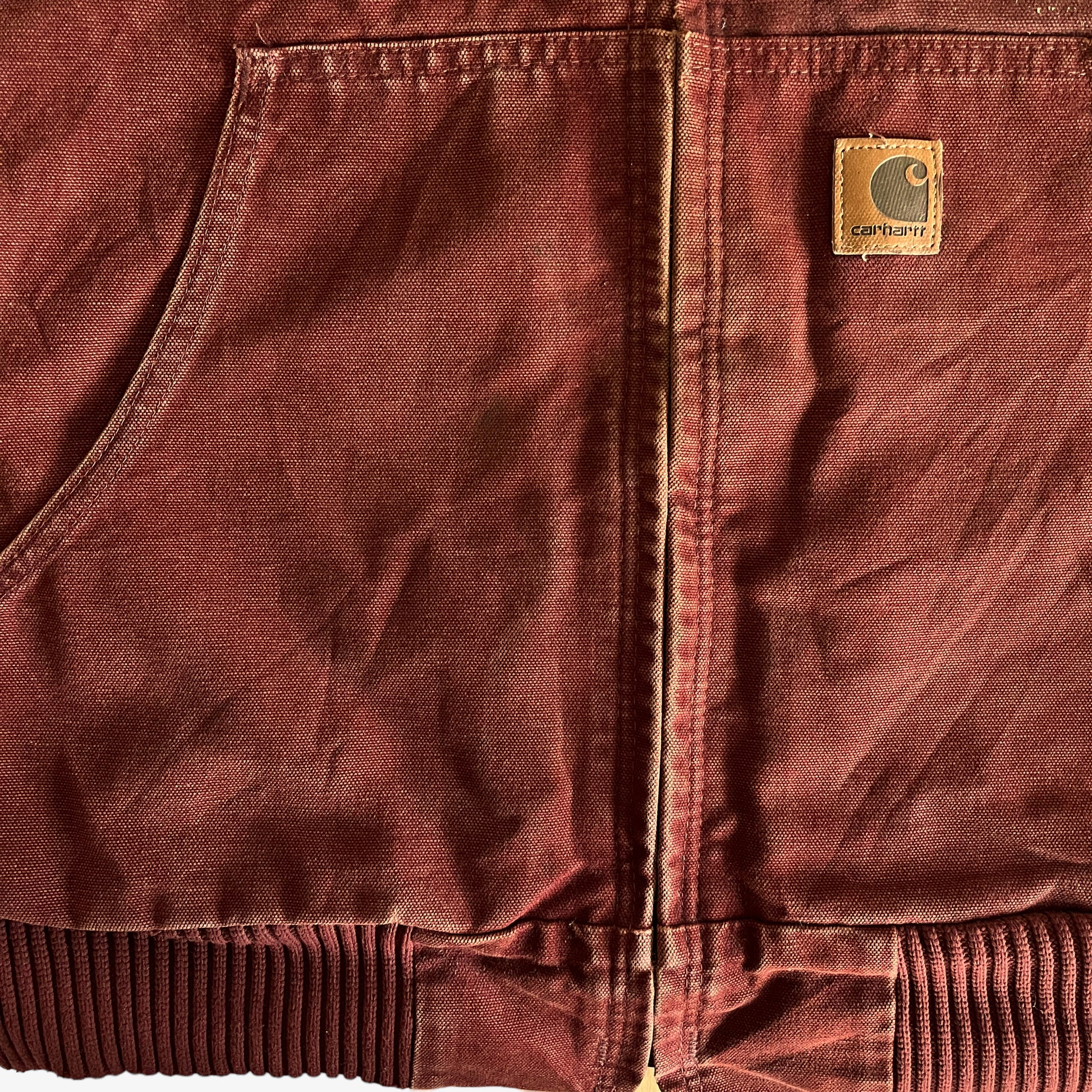 Vintage Y2K Carhartt Red Hooded Workwear Jacket Zip - Casspios Dream