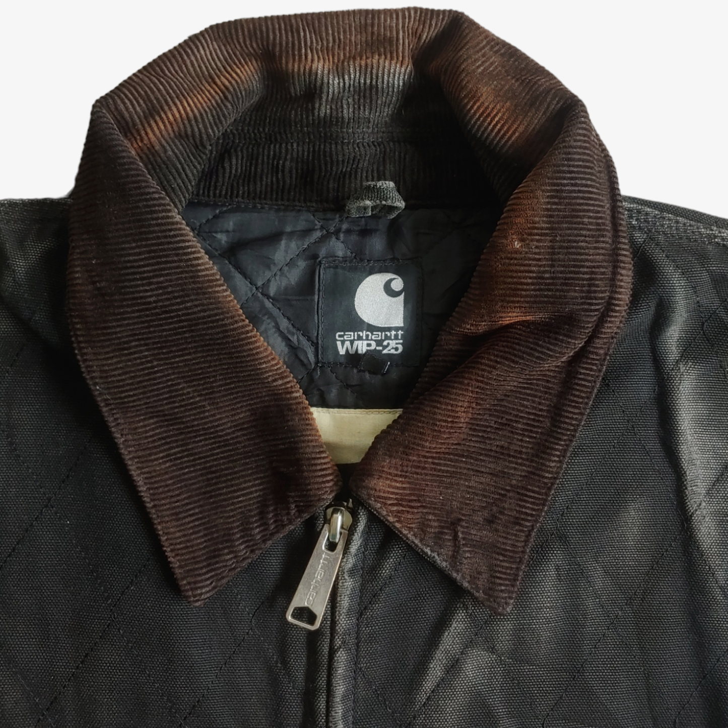 Vintage Y2K Carhartt WIP-25 25th Anniversary Black Thick Cotton Workwear Jacket Collar - Casspios Dream