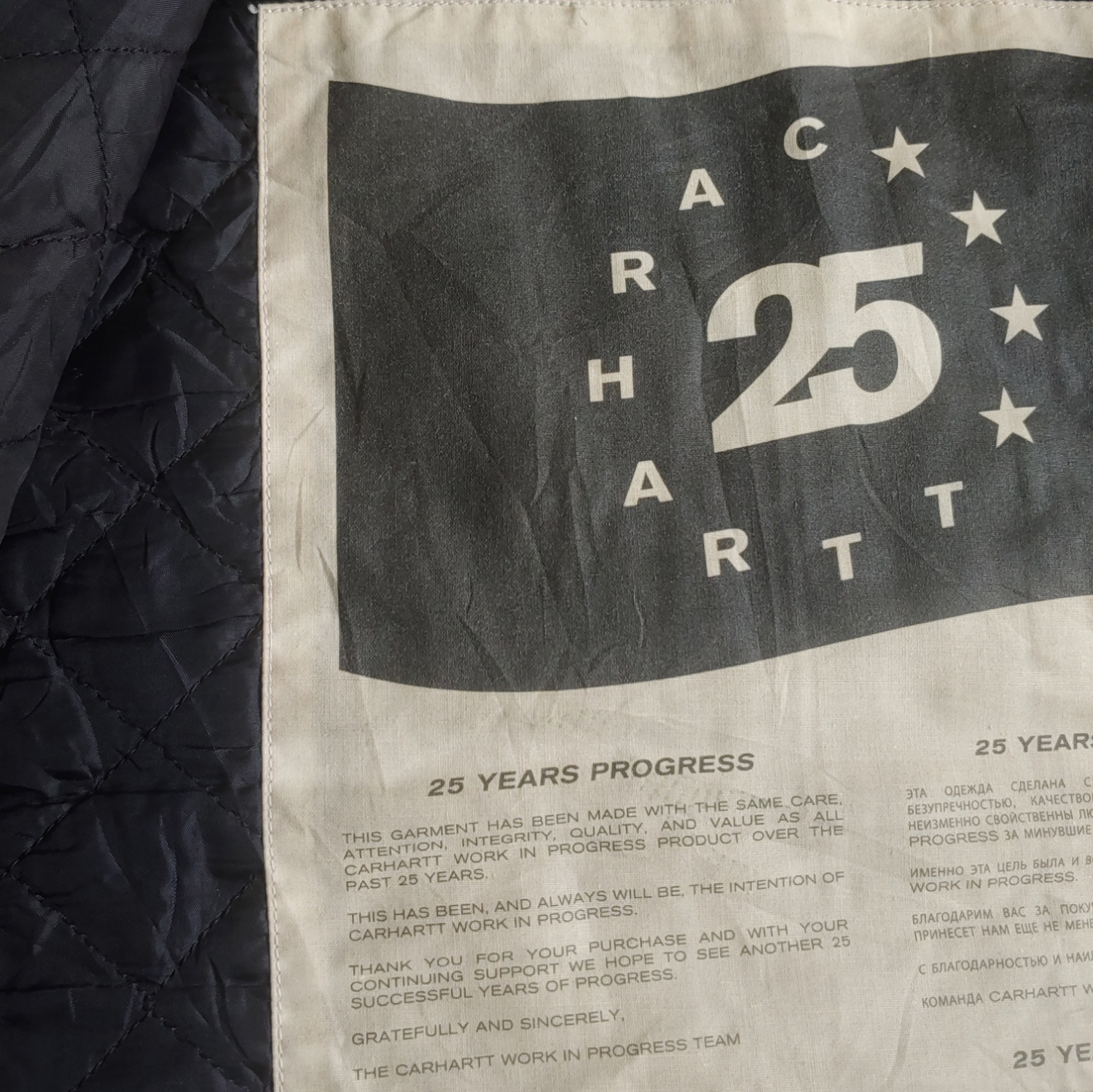 Vintage Y2K Carhartt WIP-25 25th Anniversary Black Thick Cotton Workwear Jacket Inside Label - Casspios Dream