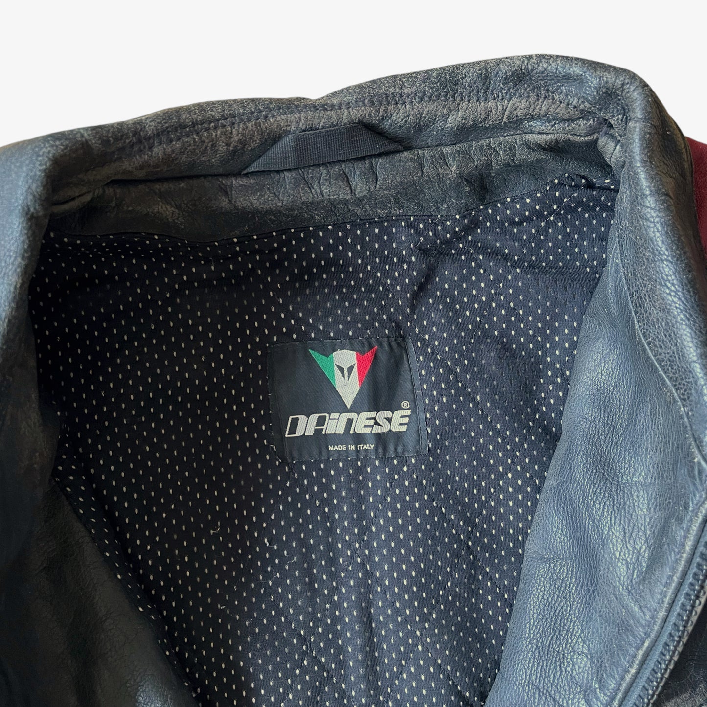 Vintage Y2K Dainese Black & Red Leather Racing Biker Jacket Label - Casspios Dream