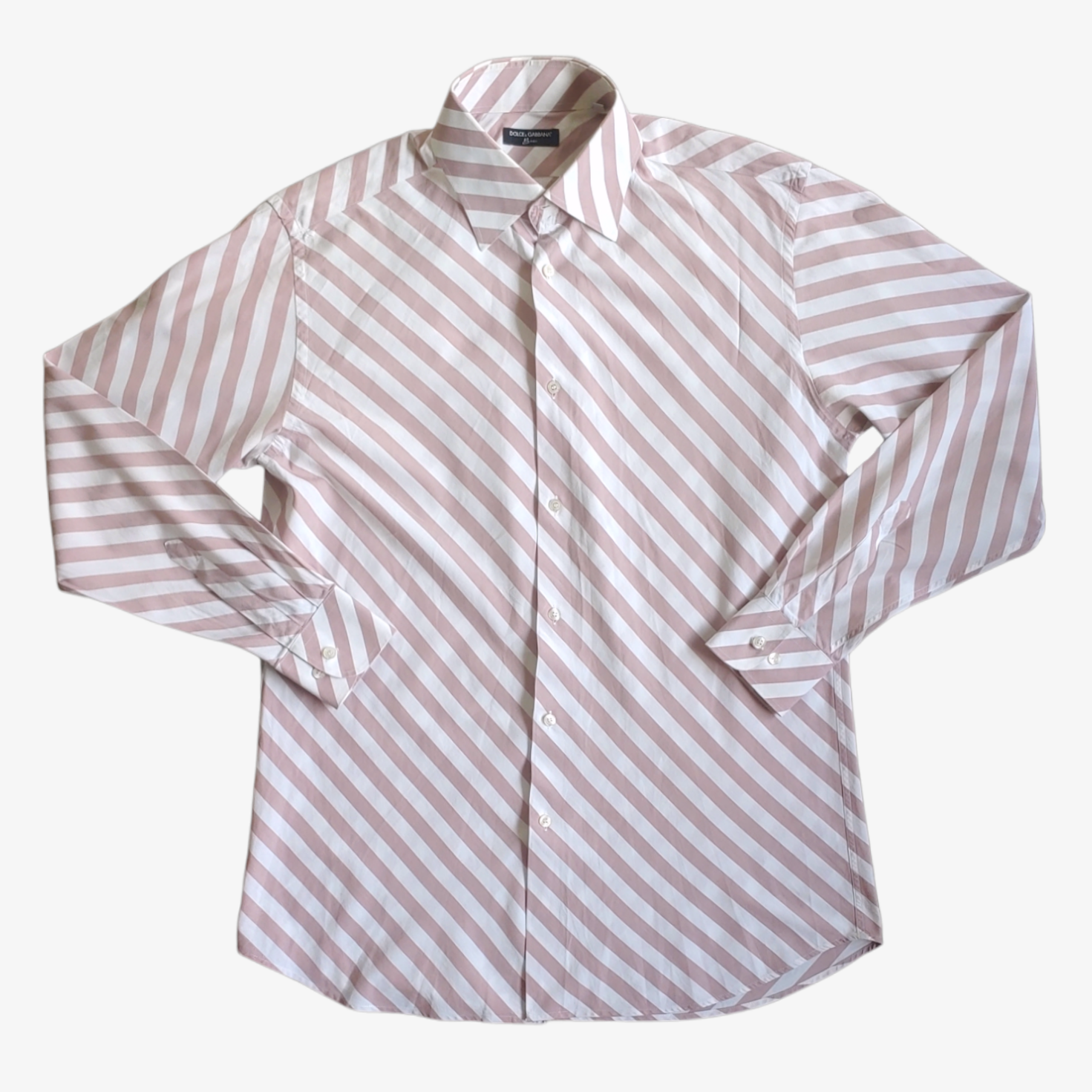 Vintage Y2K Dolce Gabbana Pink Striped Long Sleeve Shirt - Casspios Dream