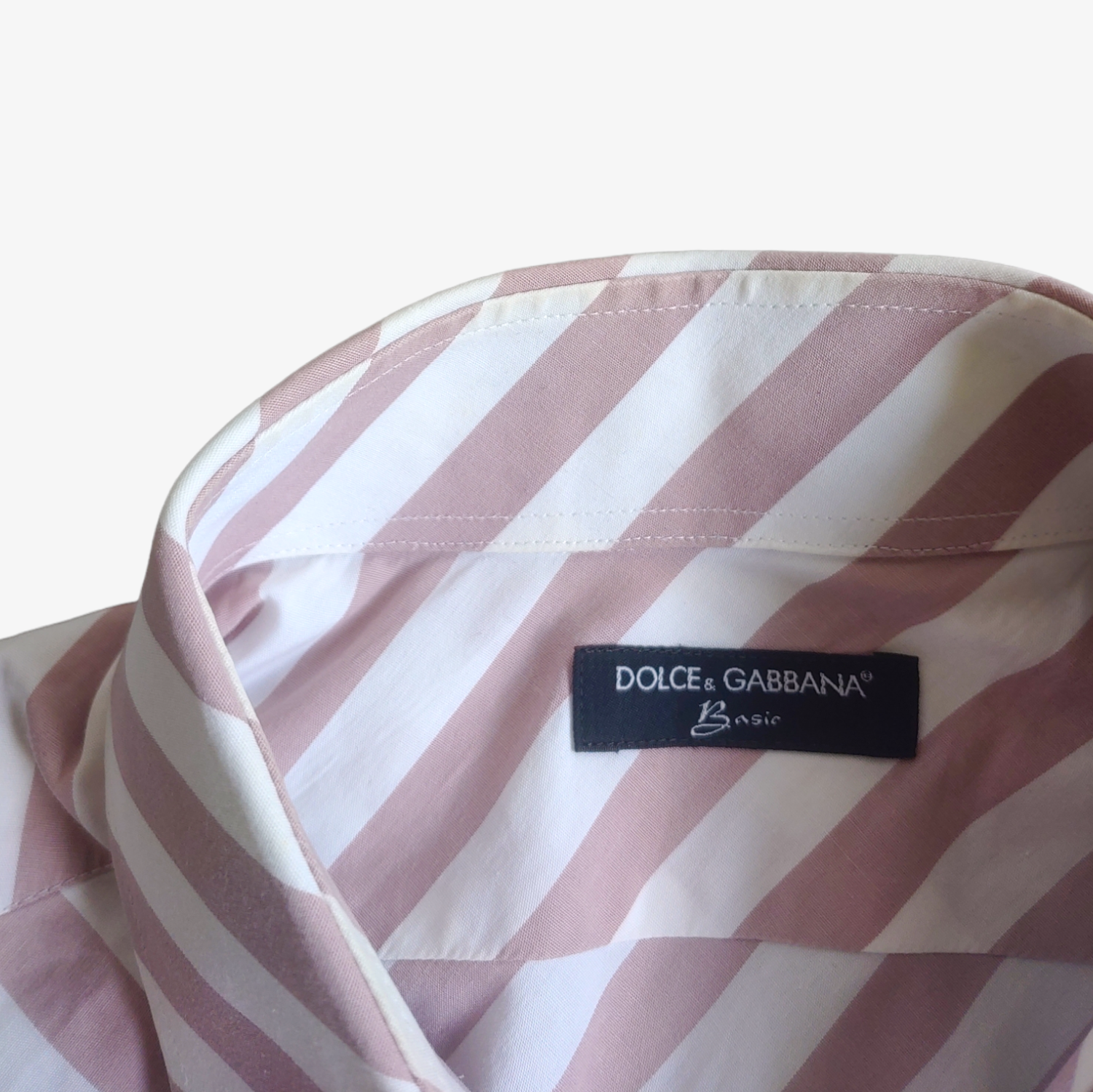 Vintage Y2K Dolce Gabbana Pink Striped Long Sleeve Shirt Collar - Casspios Dream