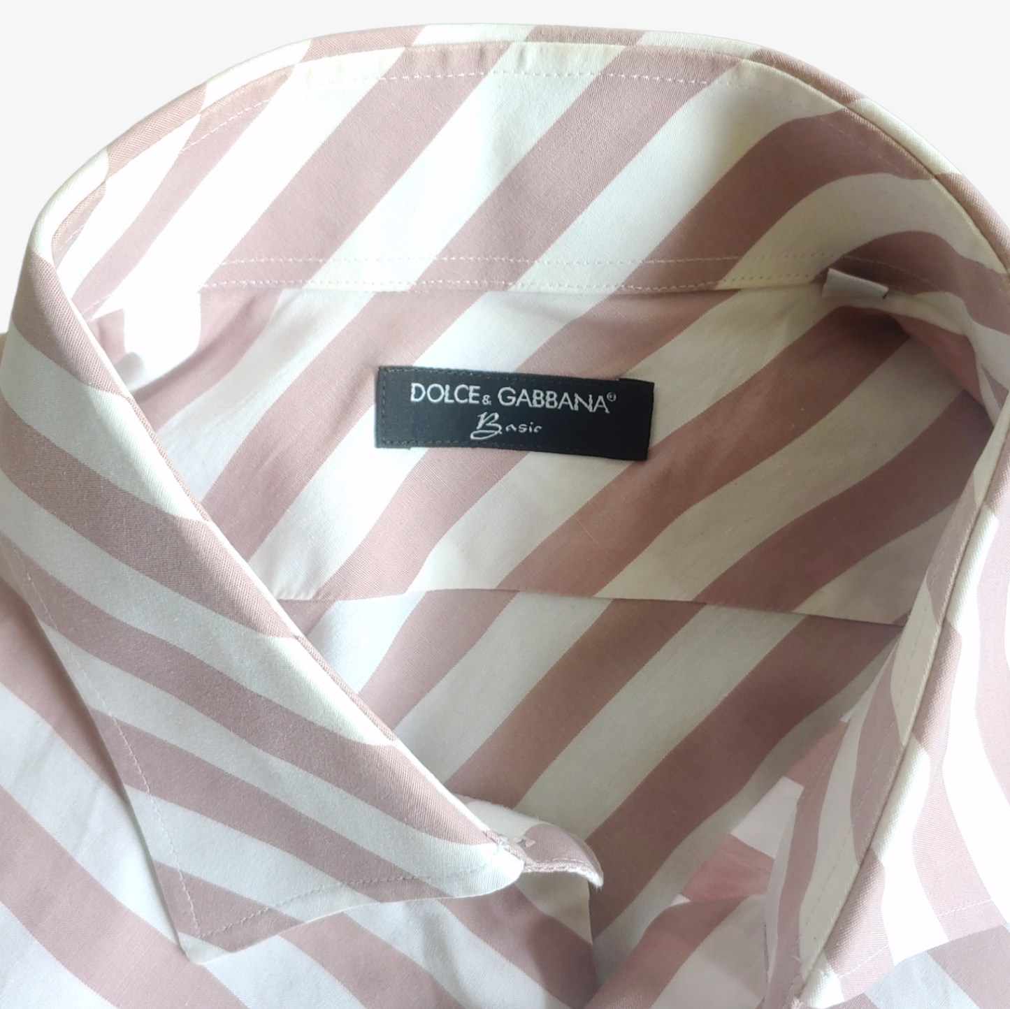 Vintage Y2K Dolce Gabbana Pink Striped Long Sleeve Shirt Label - Casspios Dream