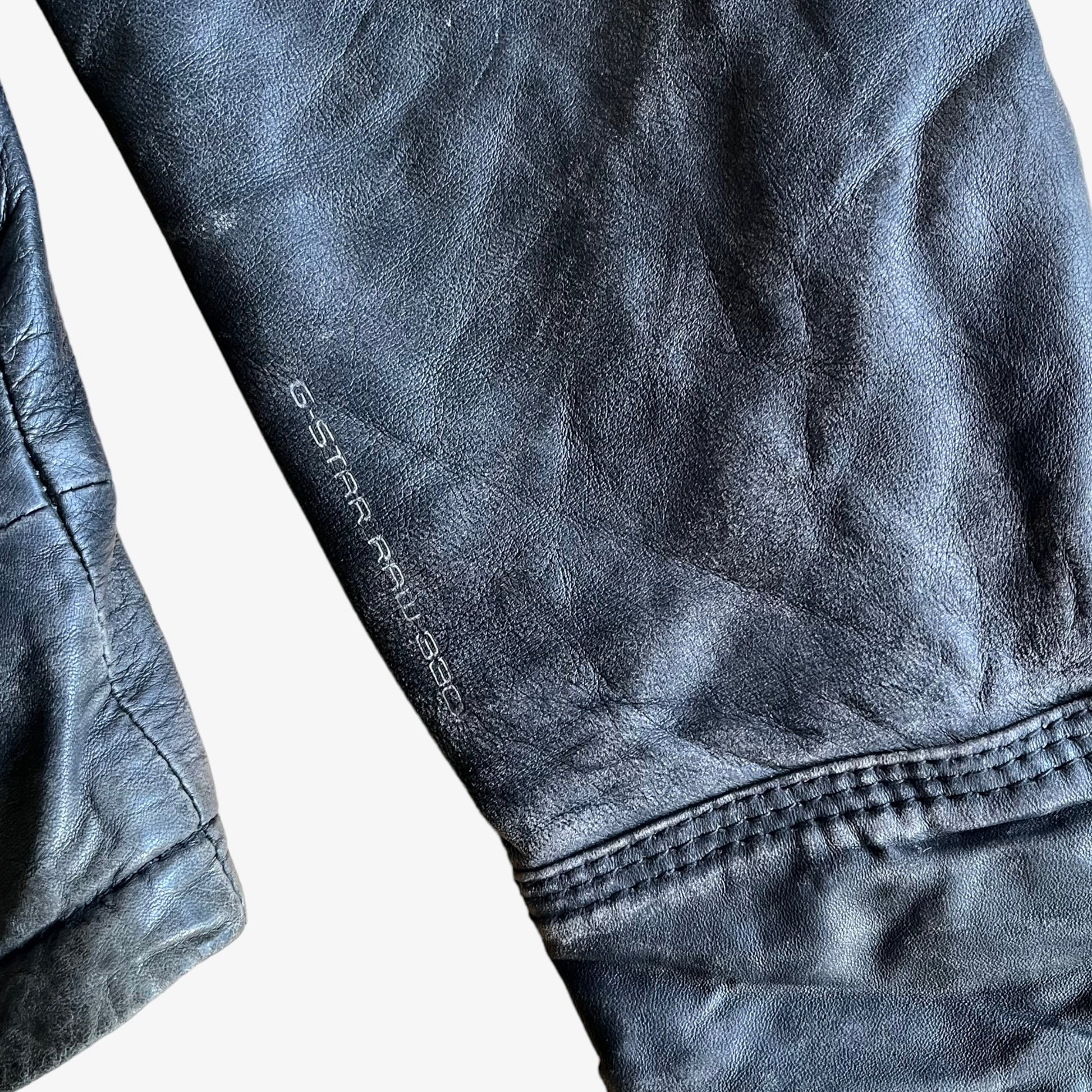 Vintage Y2K G-Star Raw Leather Dryden Utility Jacket Cuff - Casspios Dream